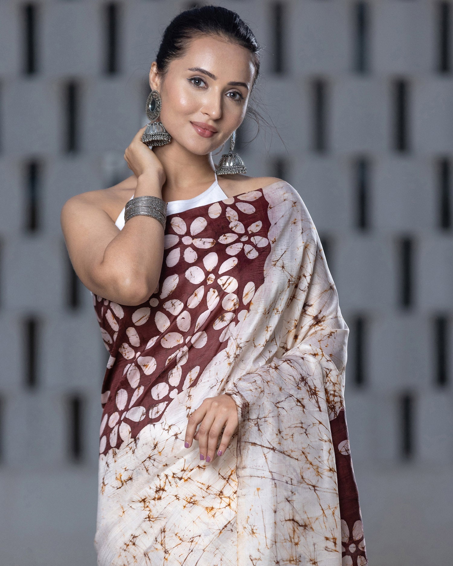 Gutsy Bud-Hand Batik Pure Silk Saree Prasam Crafts