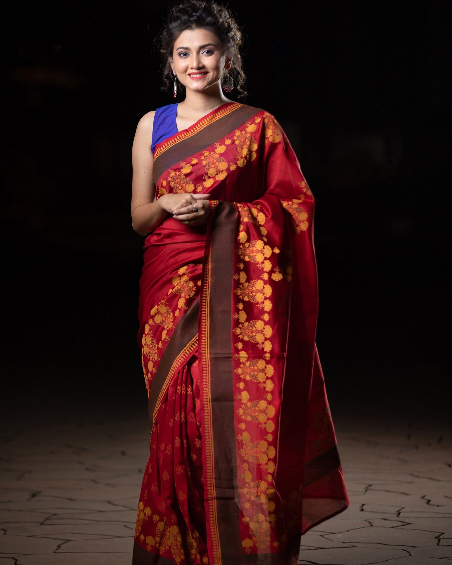 Sacred Embrace Chanderi Handblock Print Saree Prasamcrafts Handcrafted Festive Workwear Dailywear