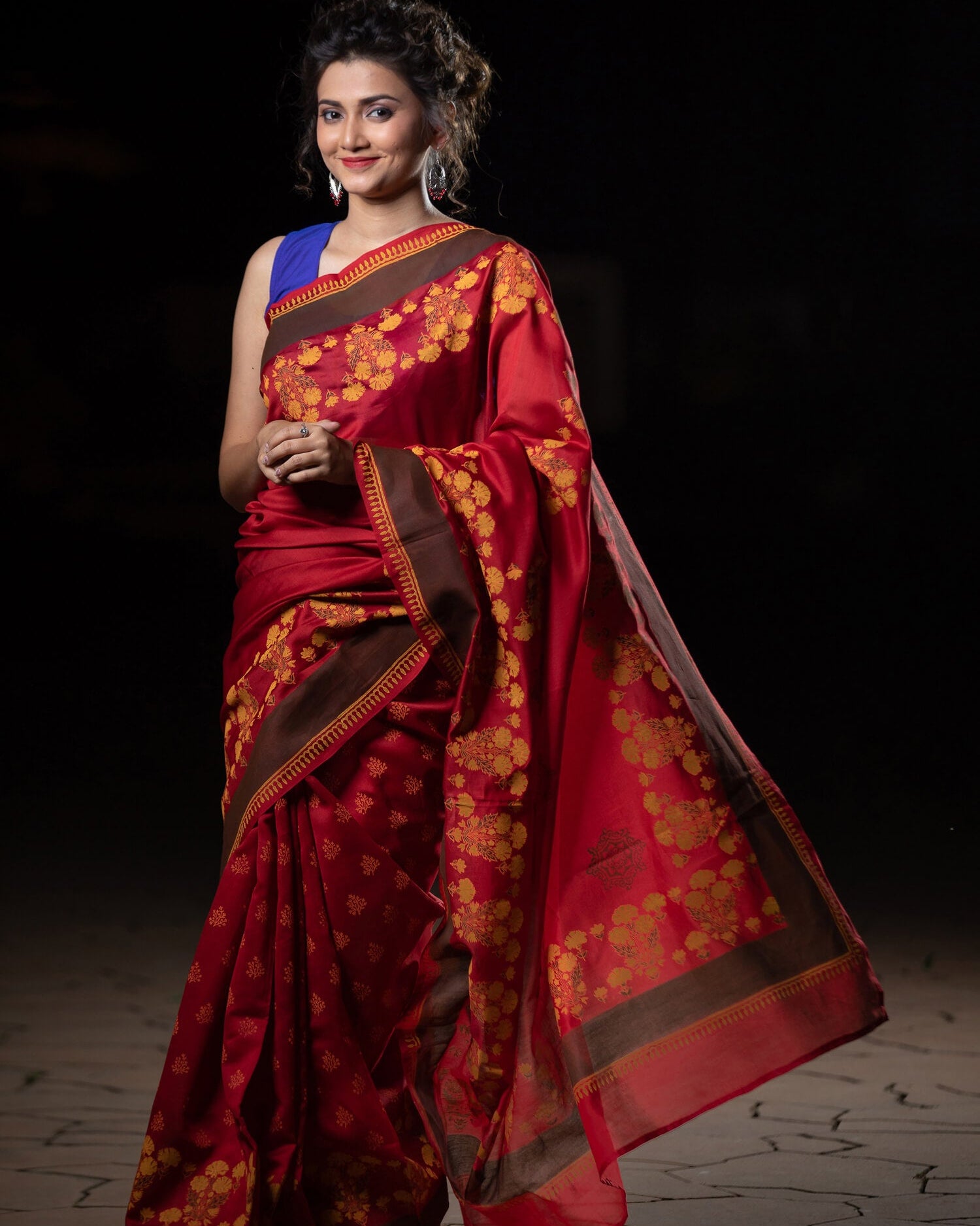 Sacred Embrace Chanderi Handblock Print Saree Prasamcrafts Handcrafted Festive Workwear Dailywear