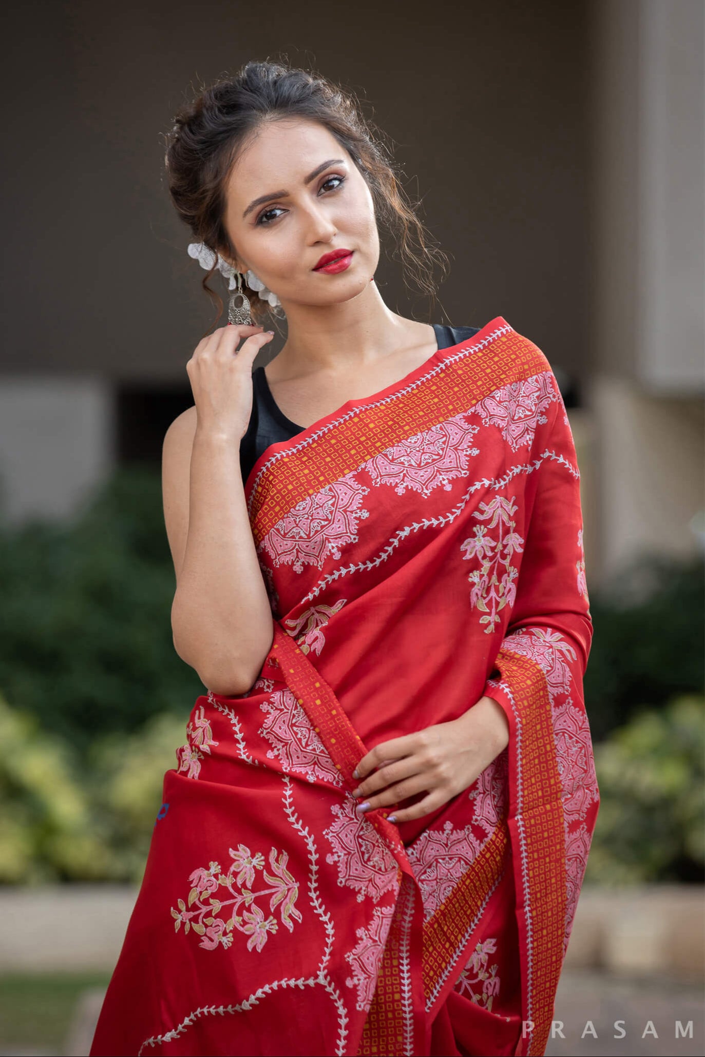 Towards Dusk Chanderi Handblock Print Saree Prasamcrafts Handcrafted Festive Workwear Dailywear