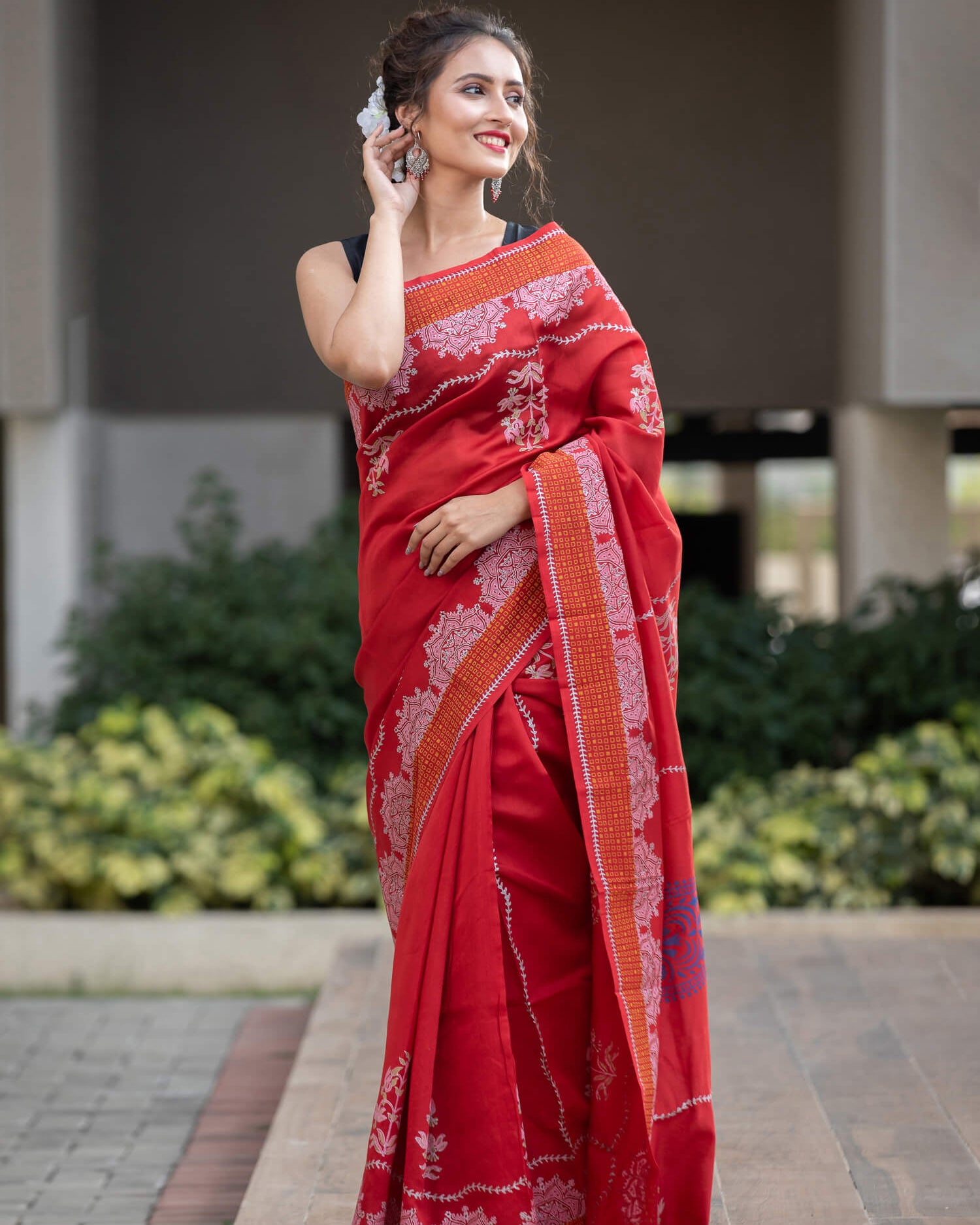 Towards Dusk Chanderi Handblock Print Saree Prasamcrafts Handcrafted Festive Workwear Dailywear