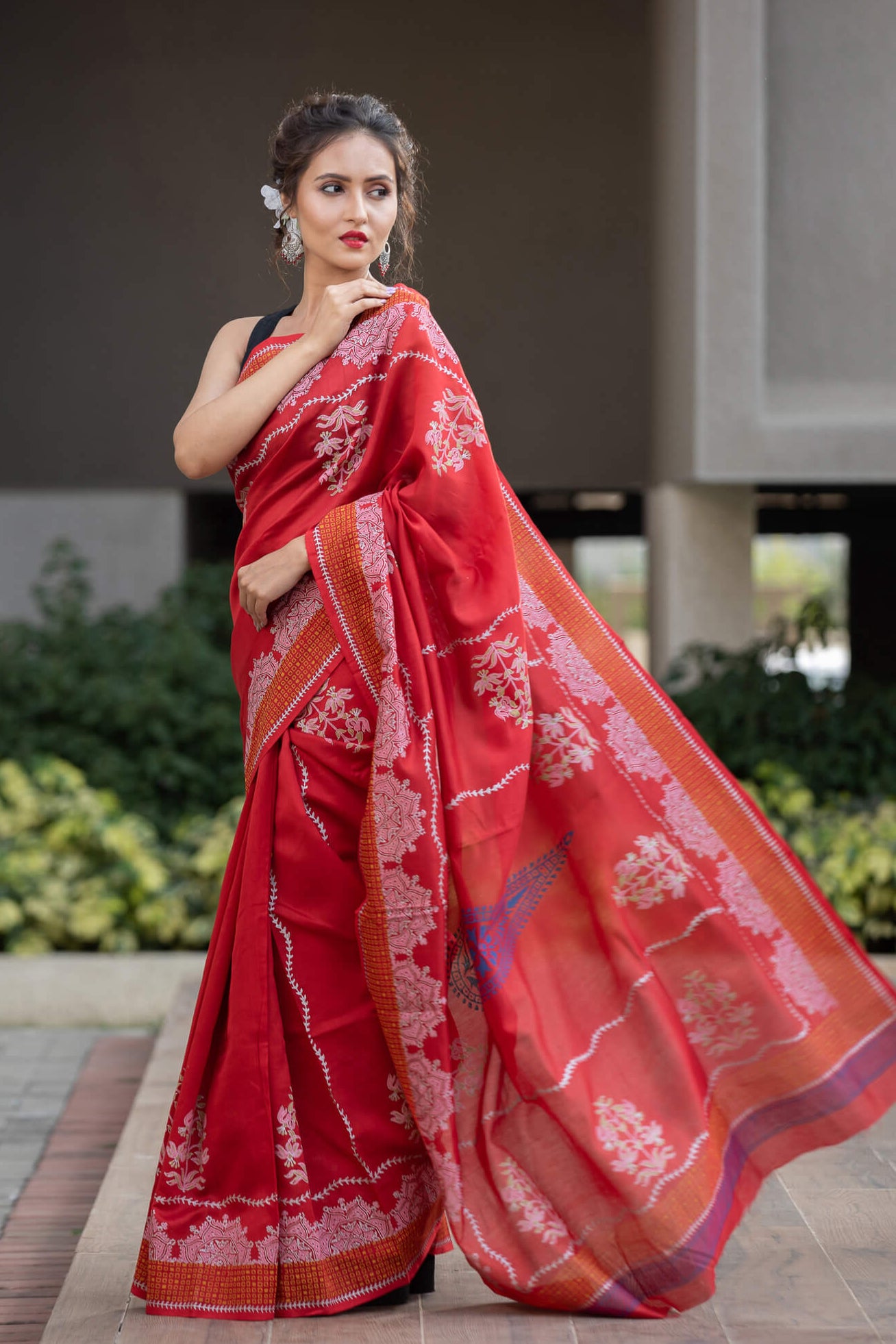 Towards Dusk Chanderi Handblock Print Saree Prasamcrafts Handcrafted Festive Workwear Dailywear