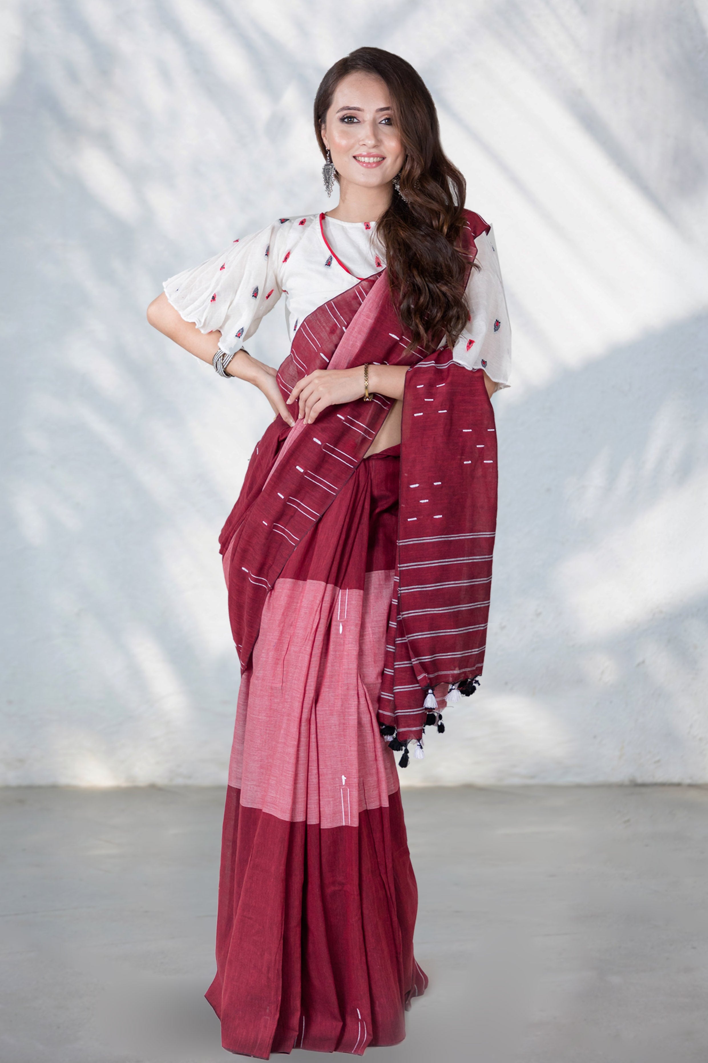 Artisanal Charge-Cotton Handwoven Saree PrasamCrafts