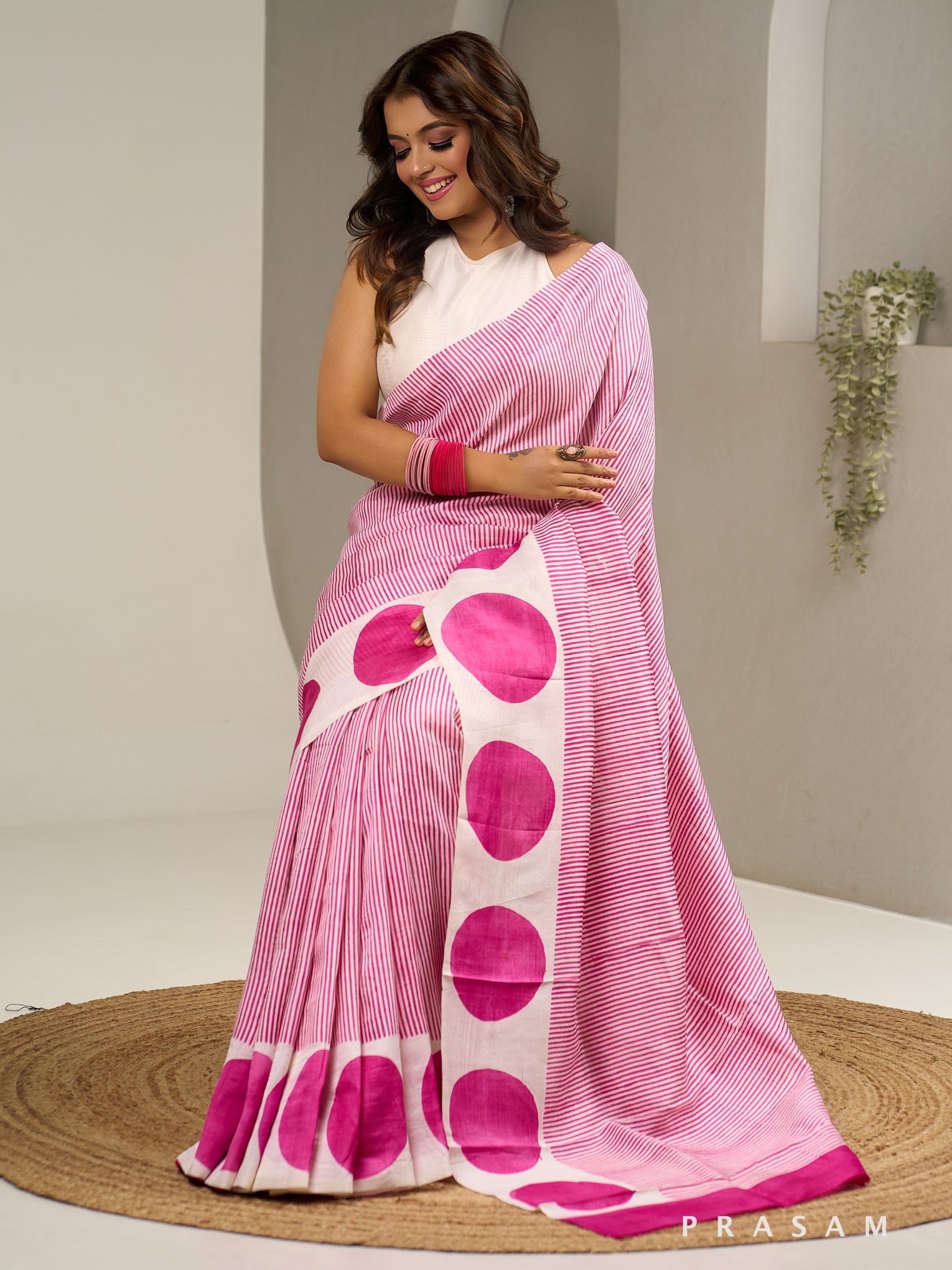 Playful Polka Hand Painted Pure Silk Saree