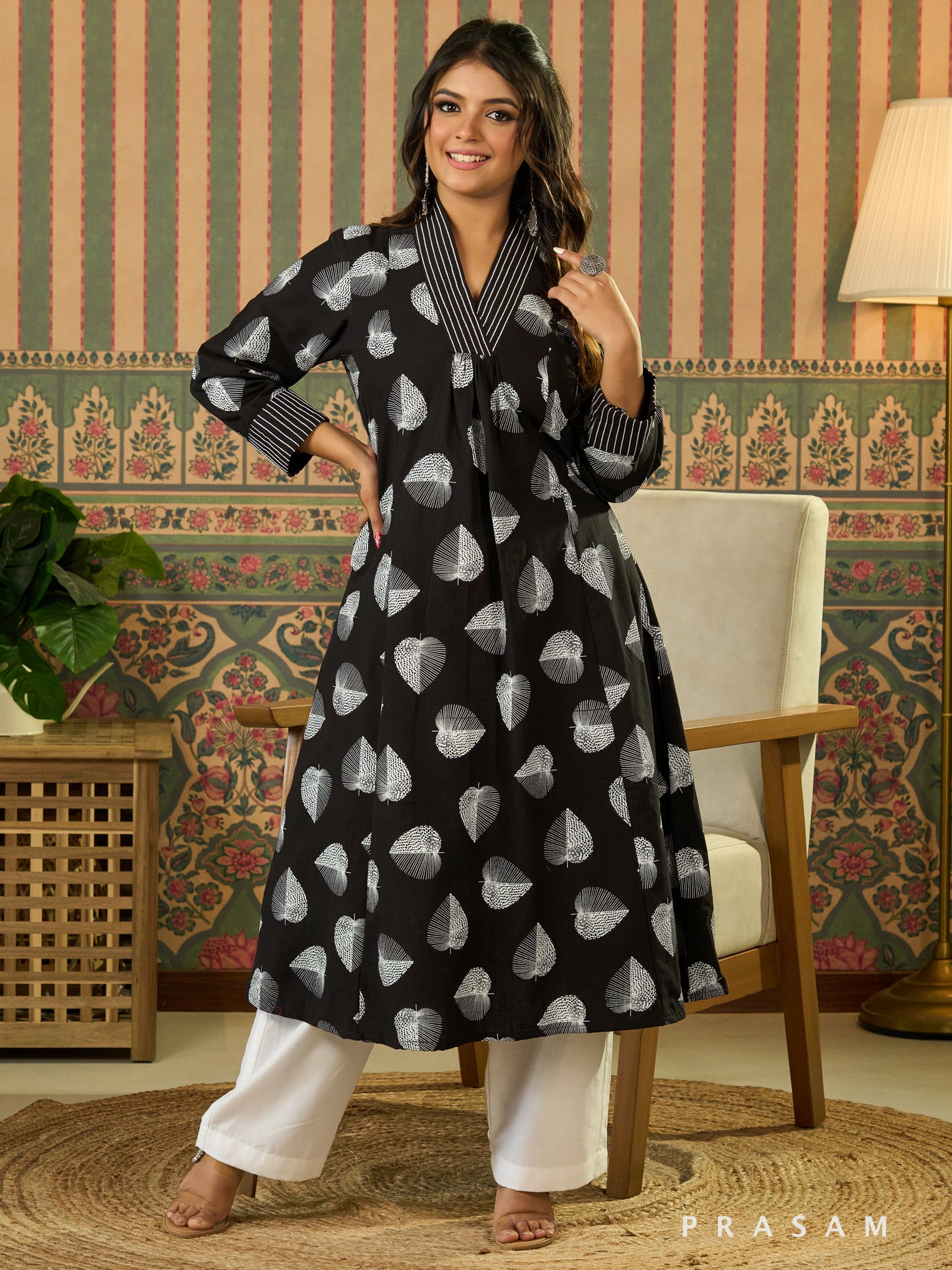 Autumn Noir Block Printed Kurti