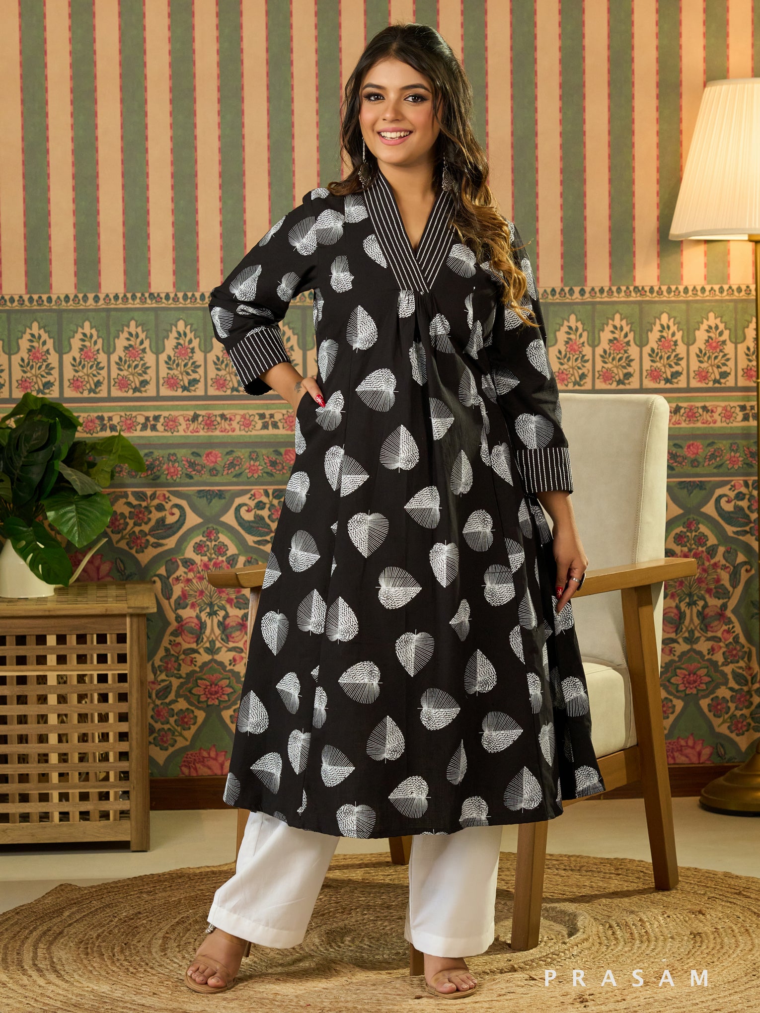 Autumn Noir Block Printed Kurti