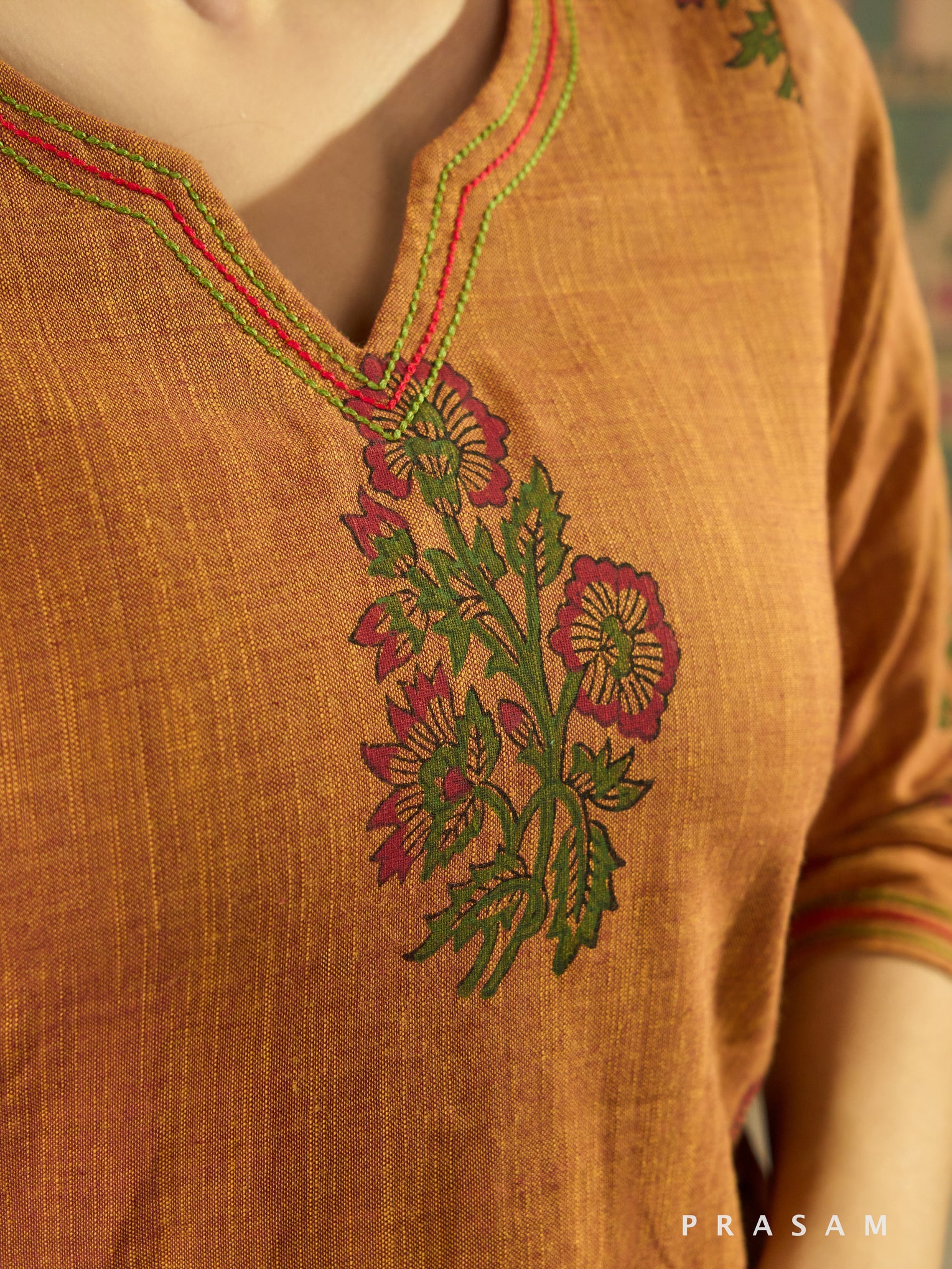 Surina Rust Block-Printed Kurta Set