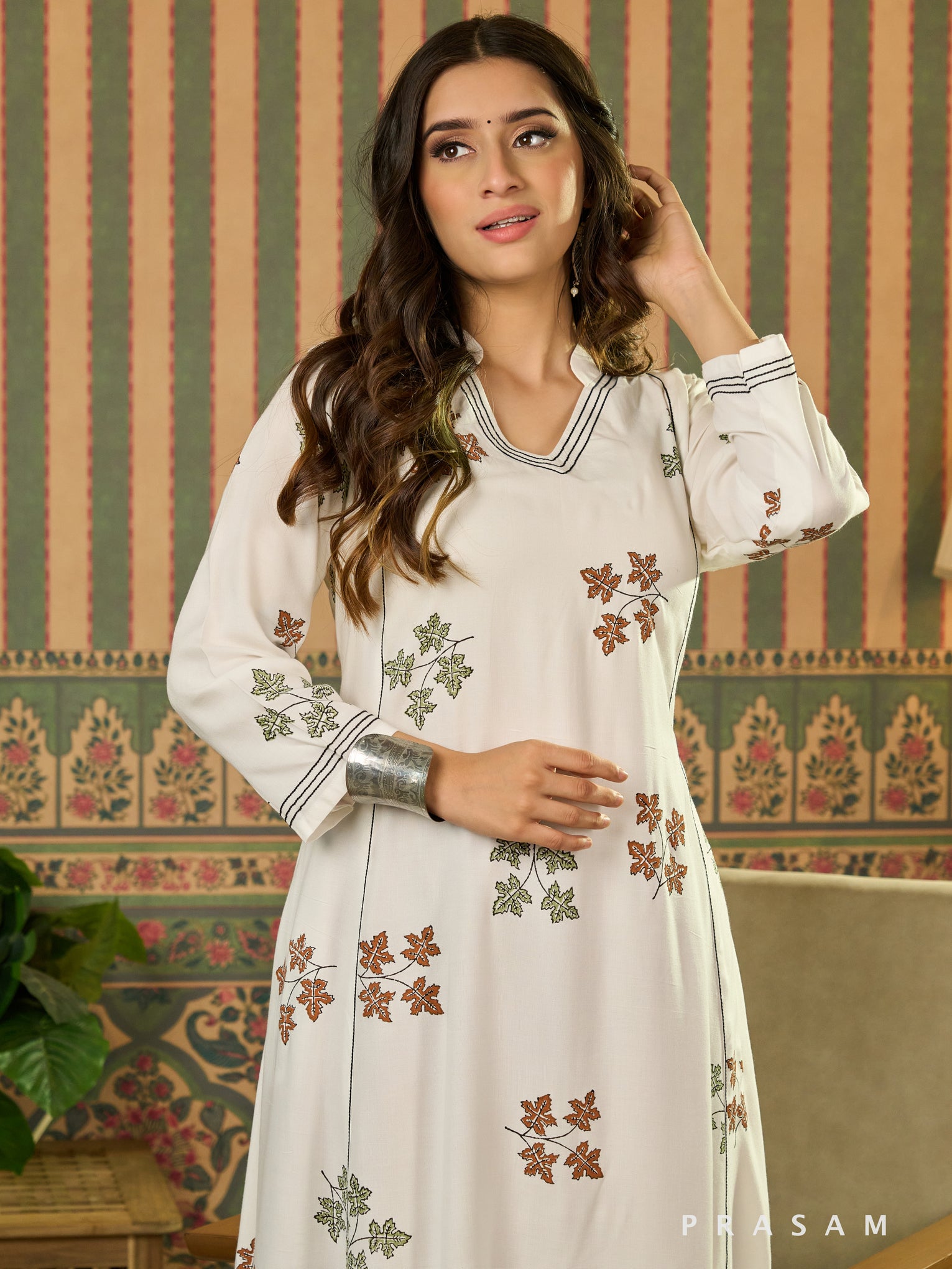 Graceful Ivory Block Print  Kurti