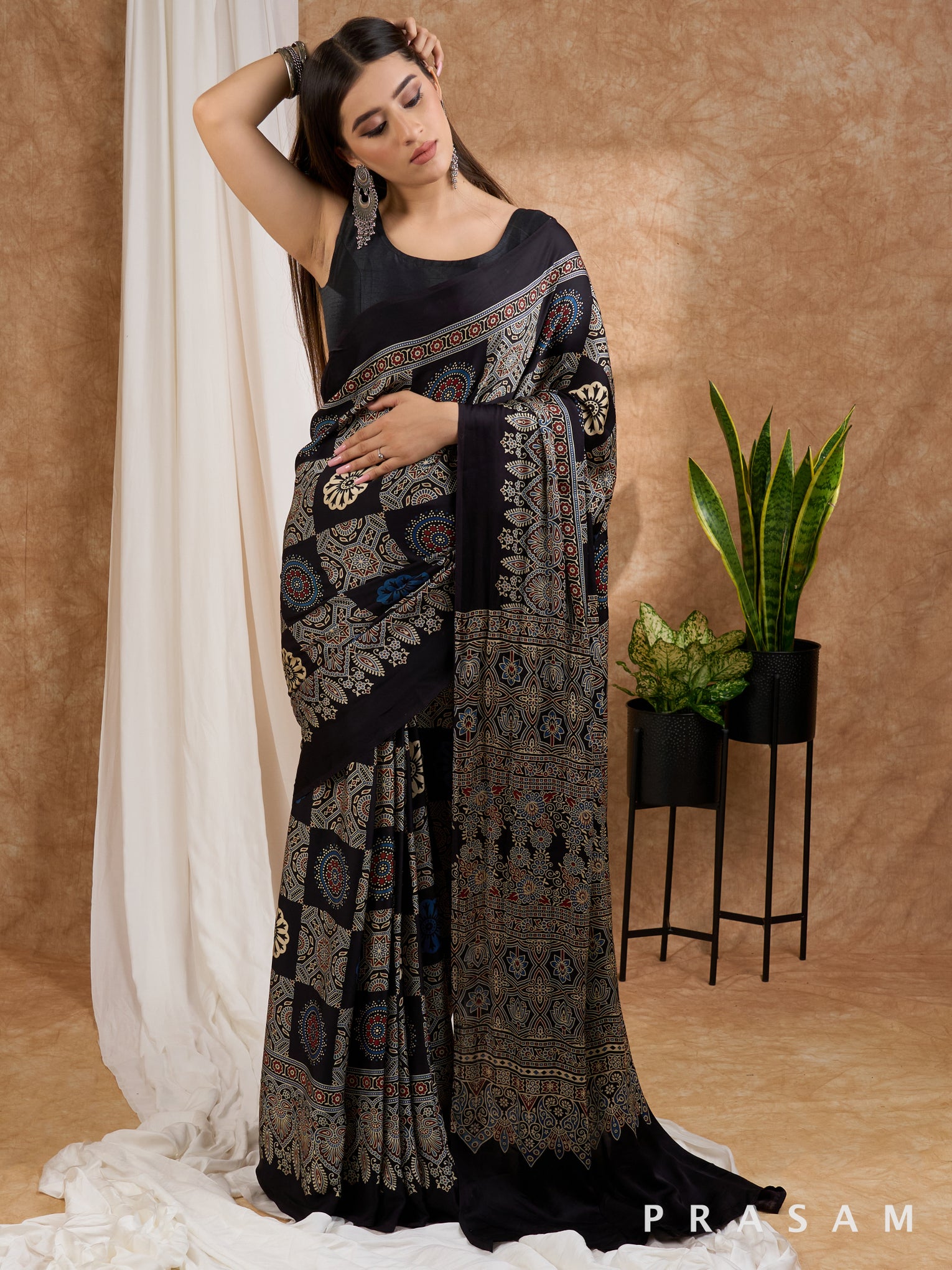 Kaaya - Ajrak Modal Silk Saree