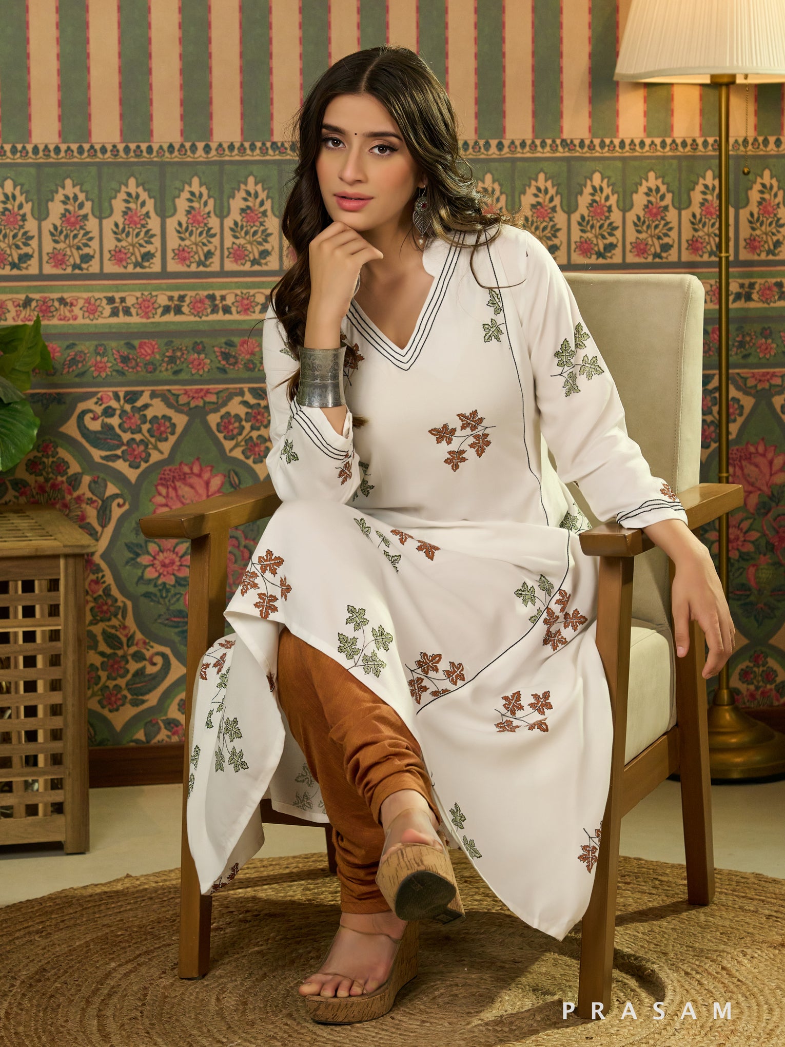 Graceful Ivory Block Print  Kurti