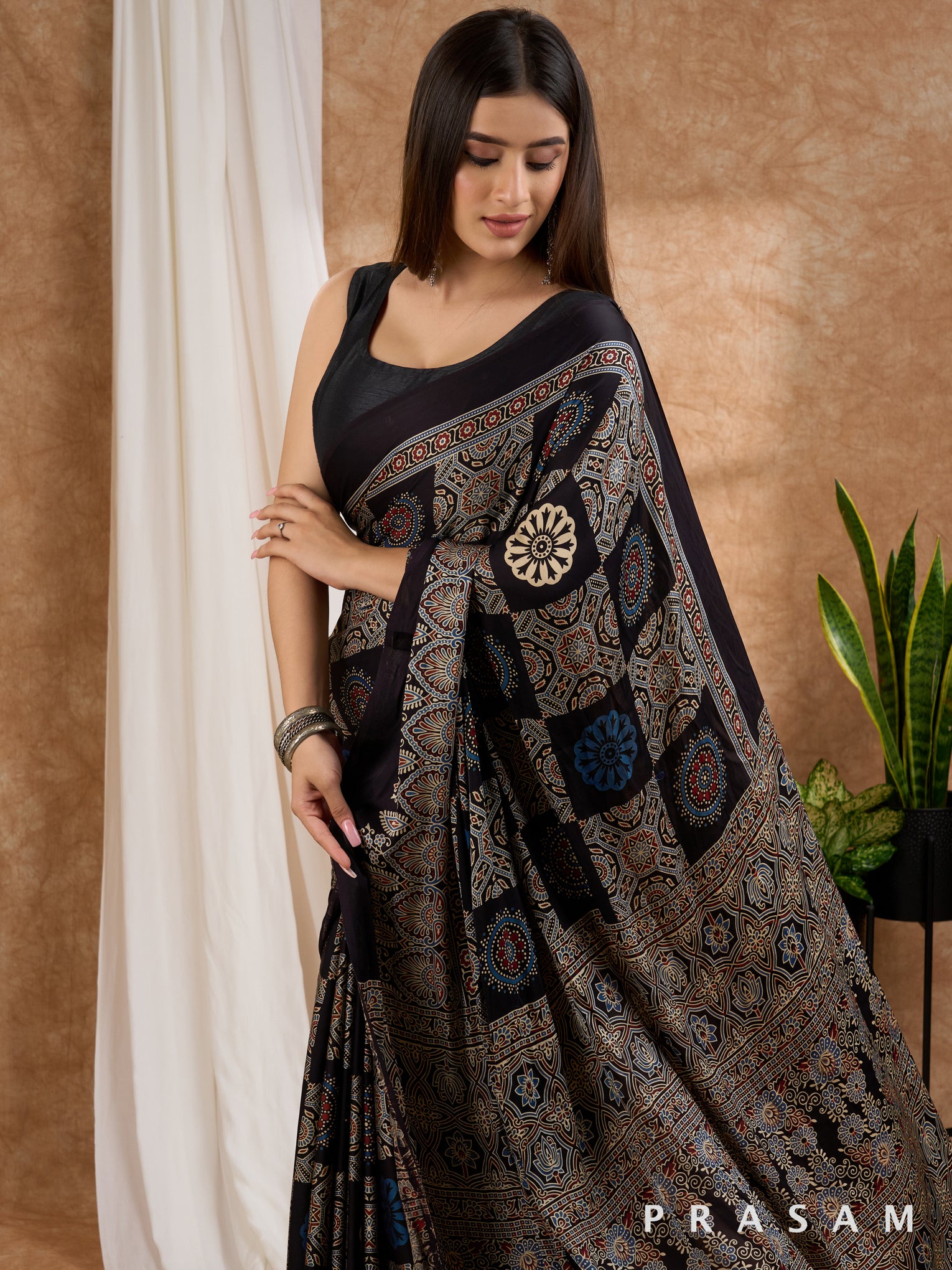 Kaaya - Ajrak Modal Silk Saree