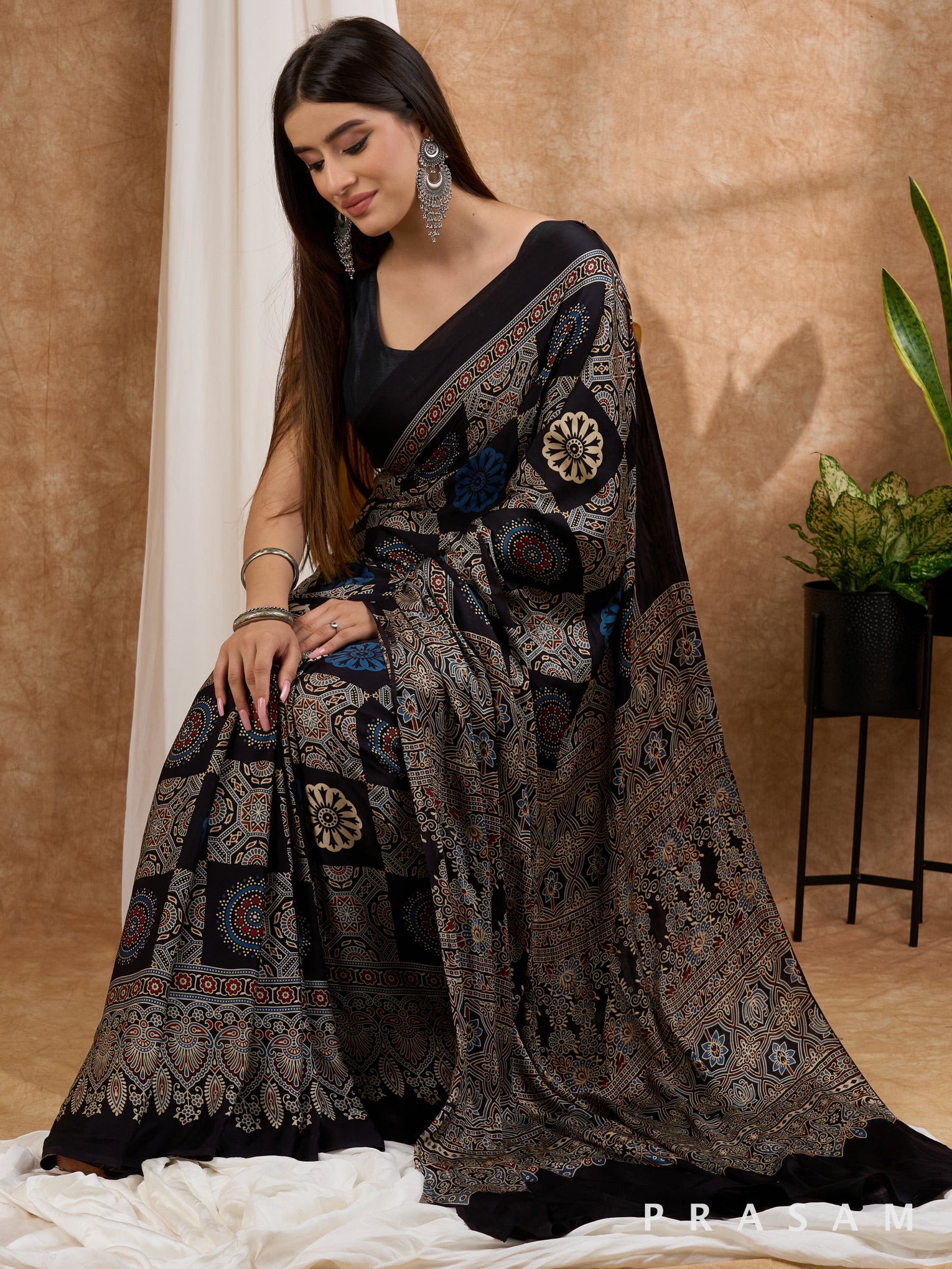 Kaaya - Ajrak Modal Silk Saree