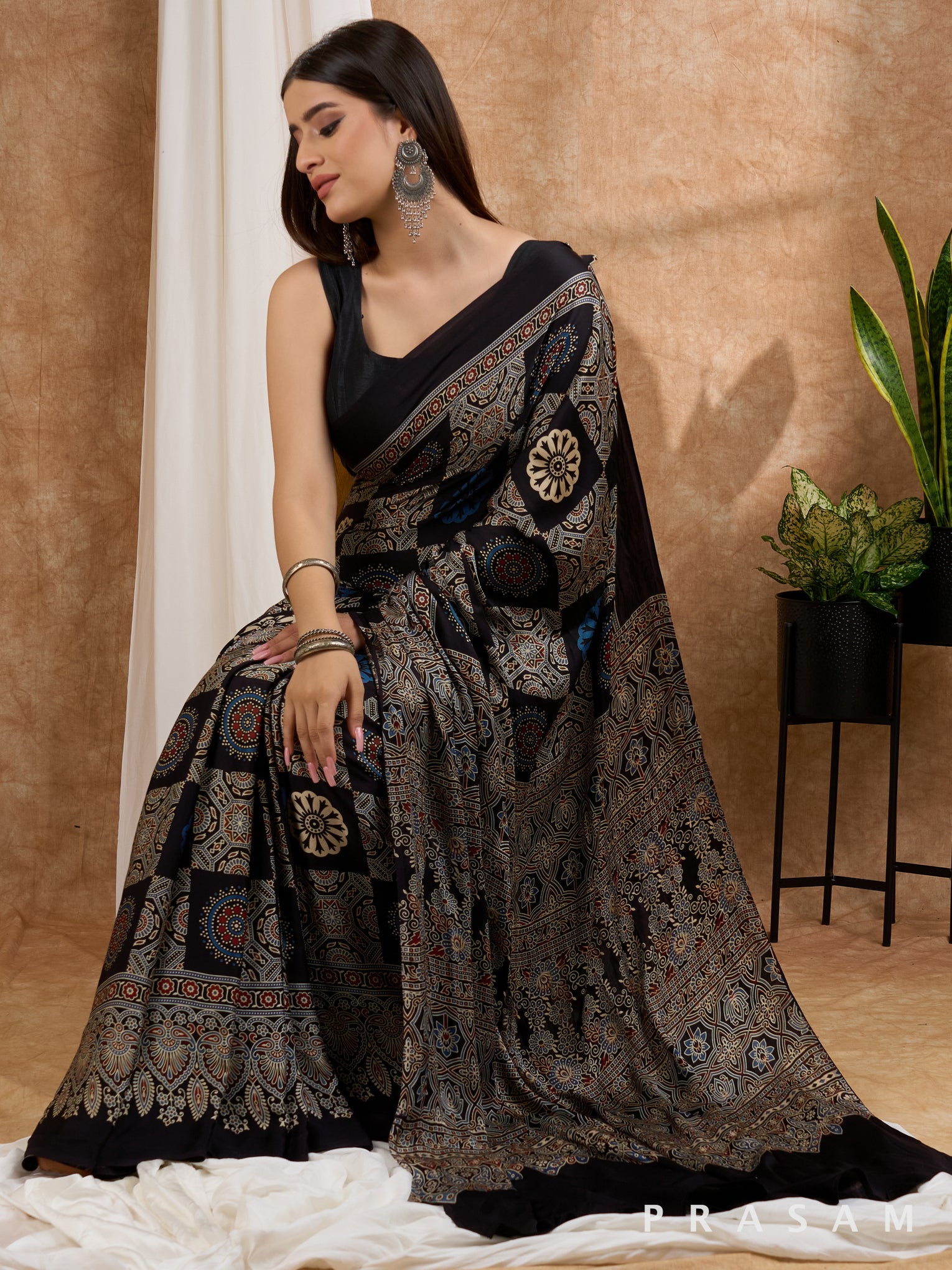 Kaaya - Ajrak Modal Silk Saree