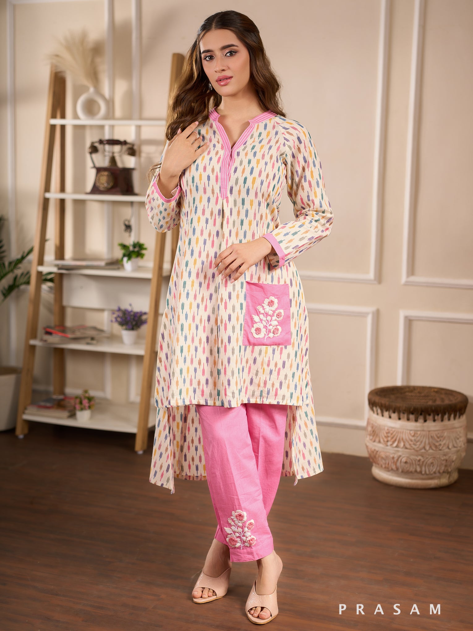 Abstract Opal Ikat Kurta Set