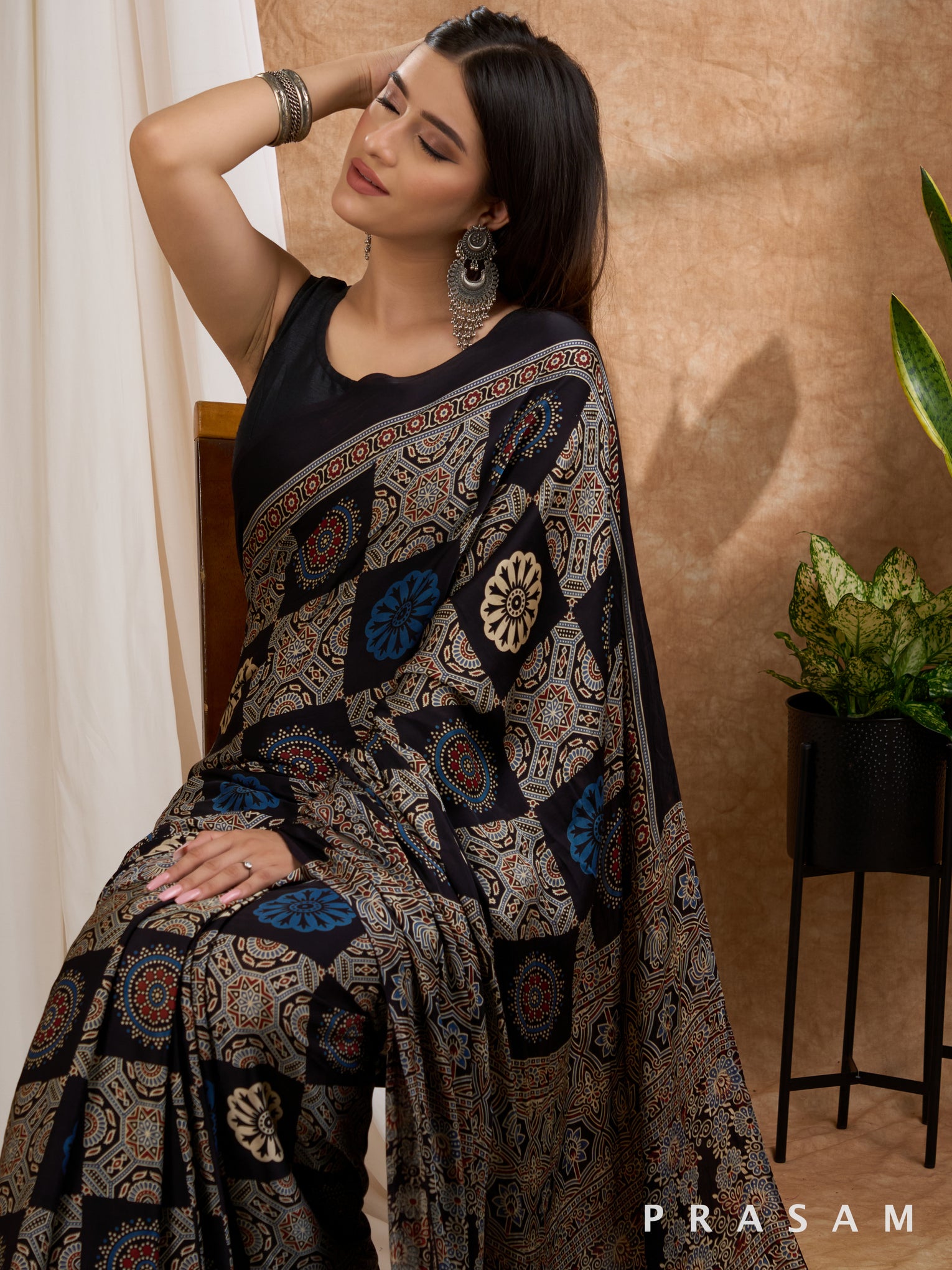 Kaaya - Ajrak Modal Silk Saree