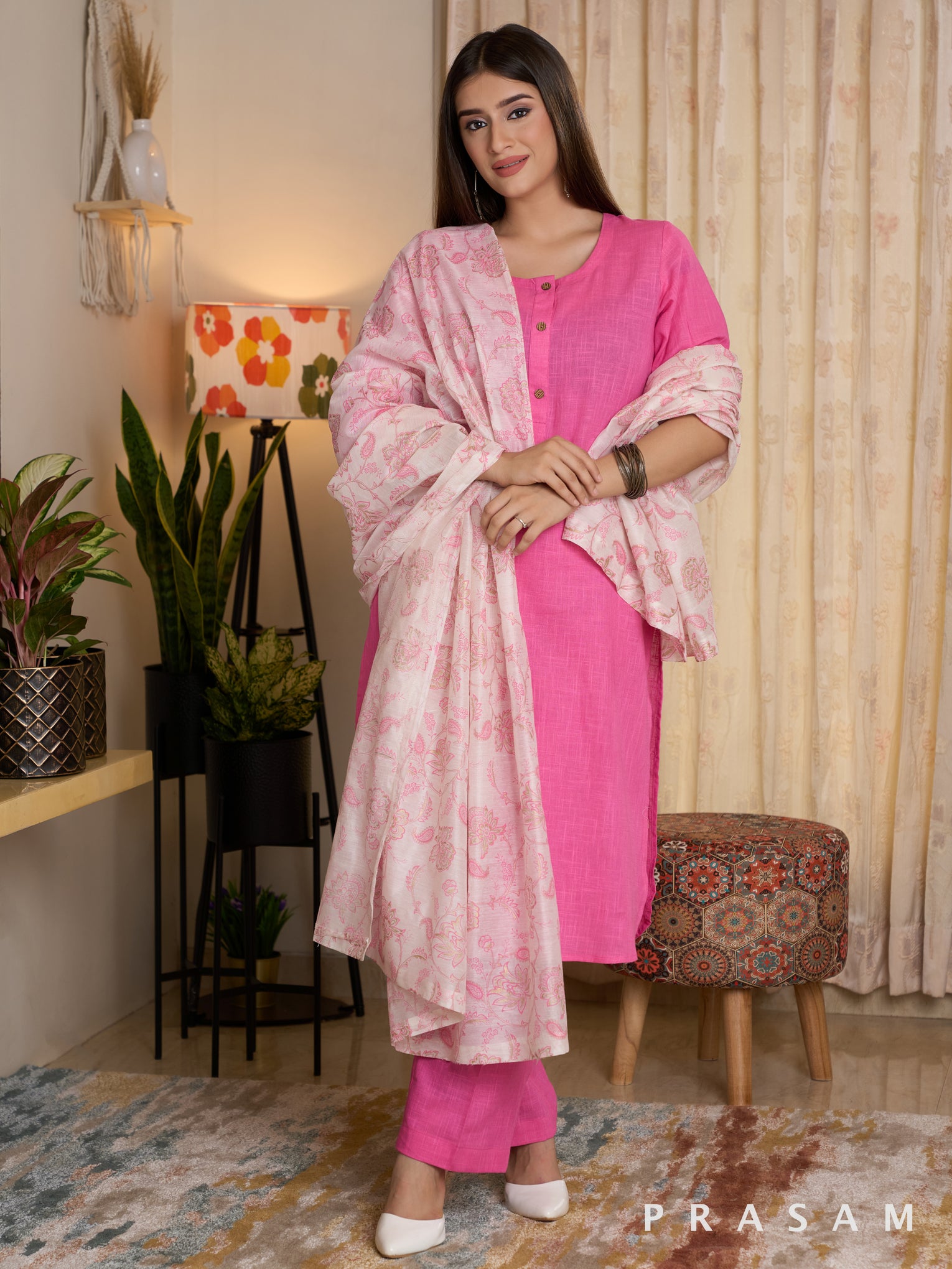 Fuchsia Delight Kurta Set (Dupatta Optional)