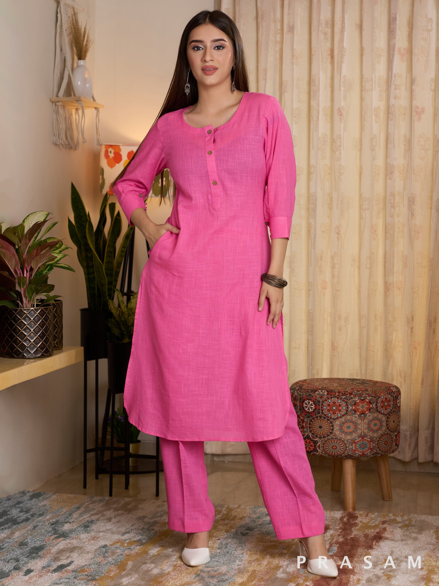 Fuchsia Delight Kurta Set (Dupatta Optional)