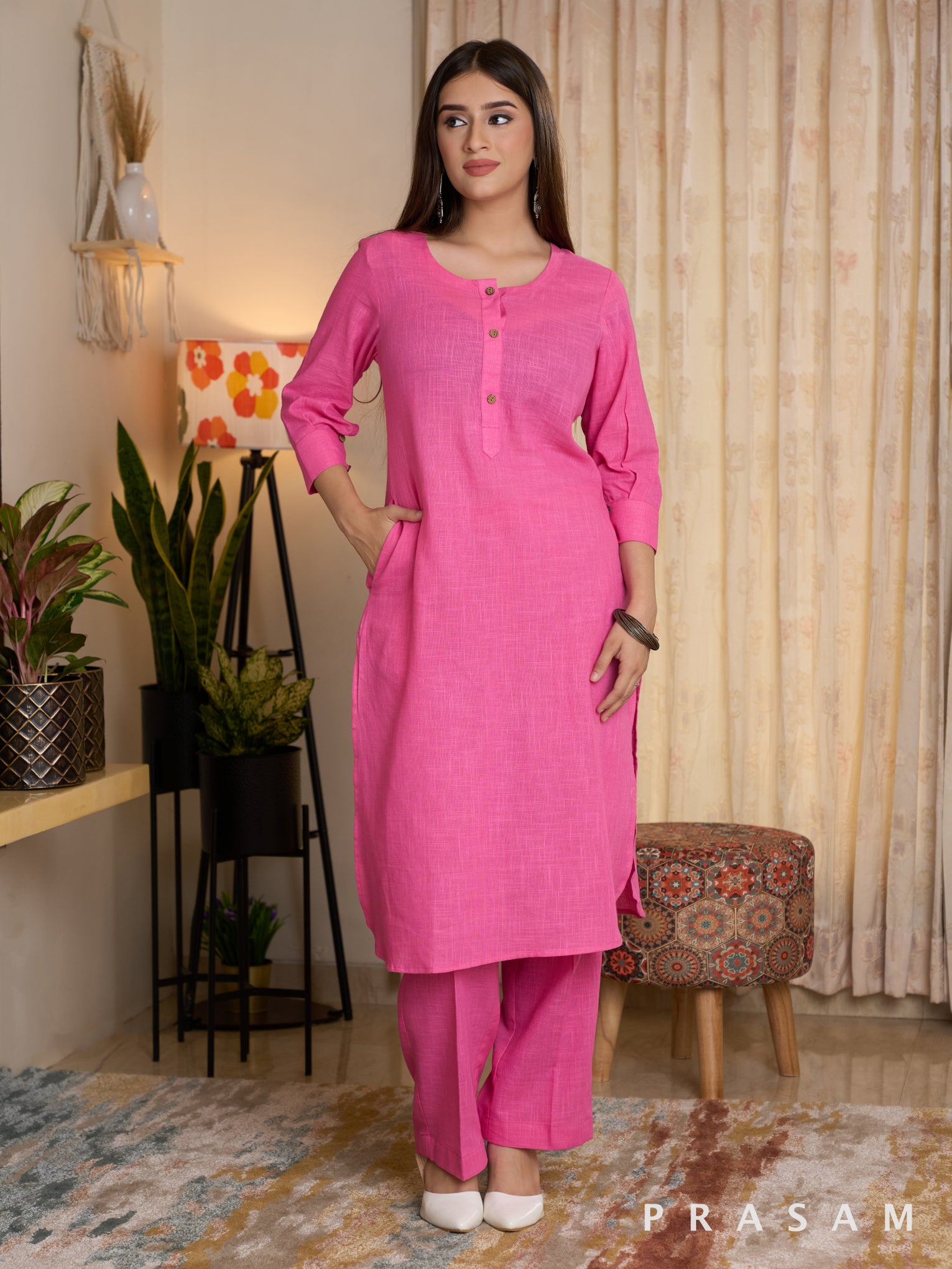 Fuchsia Delight Kurta Set (Dupatta Optional)