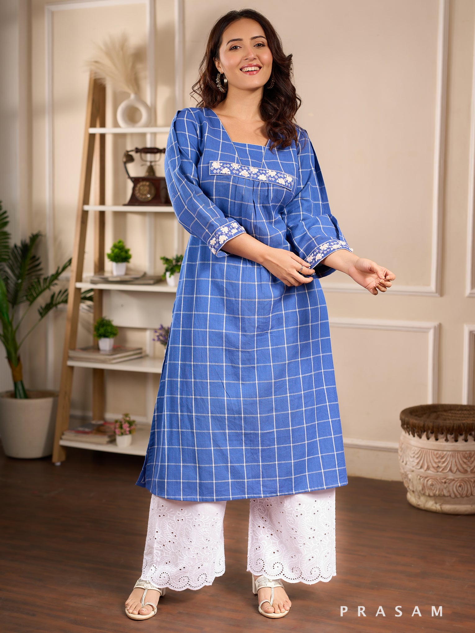 Coastal Sapphire Cotton Kurti