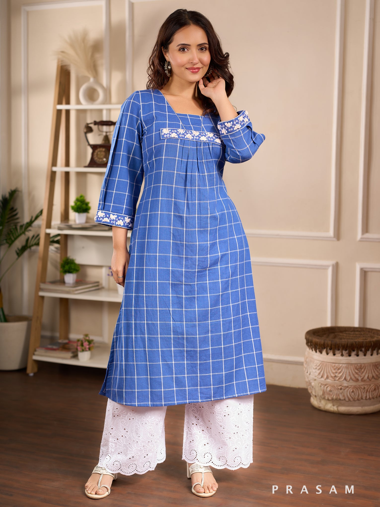 Coastal Sapphire Cotton Kurti