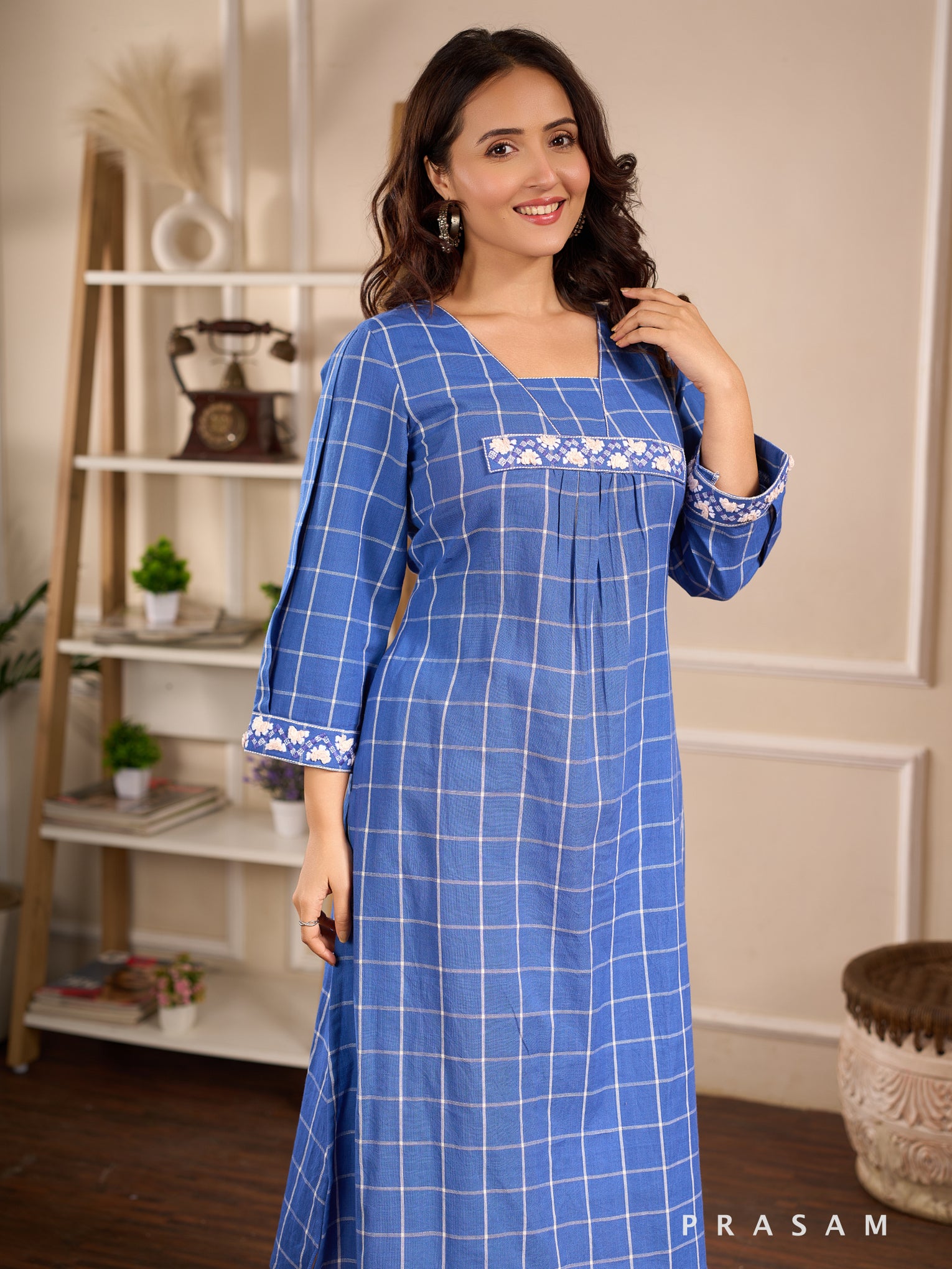 Coastal Sapphire Cotton Kurti