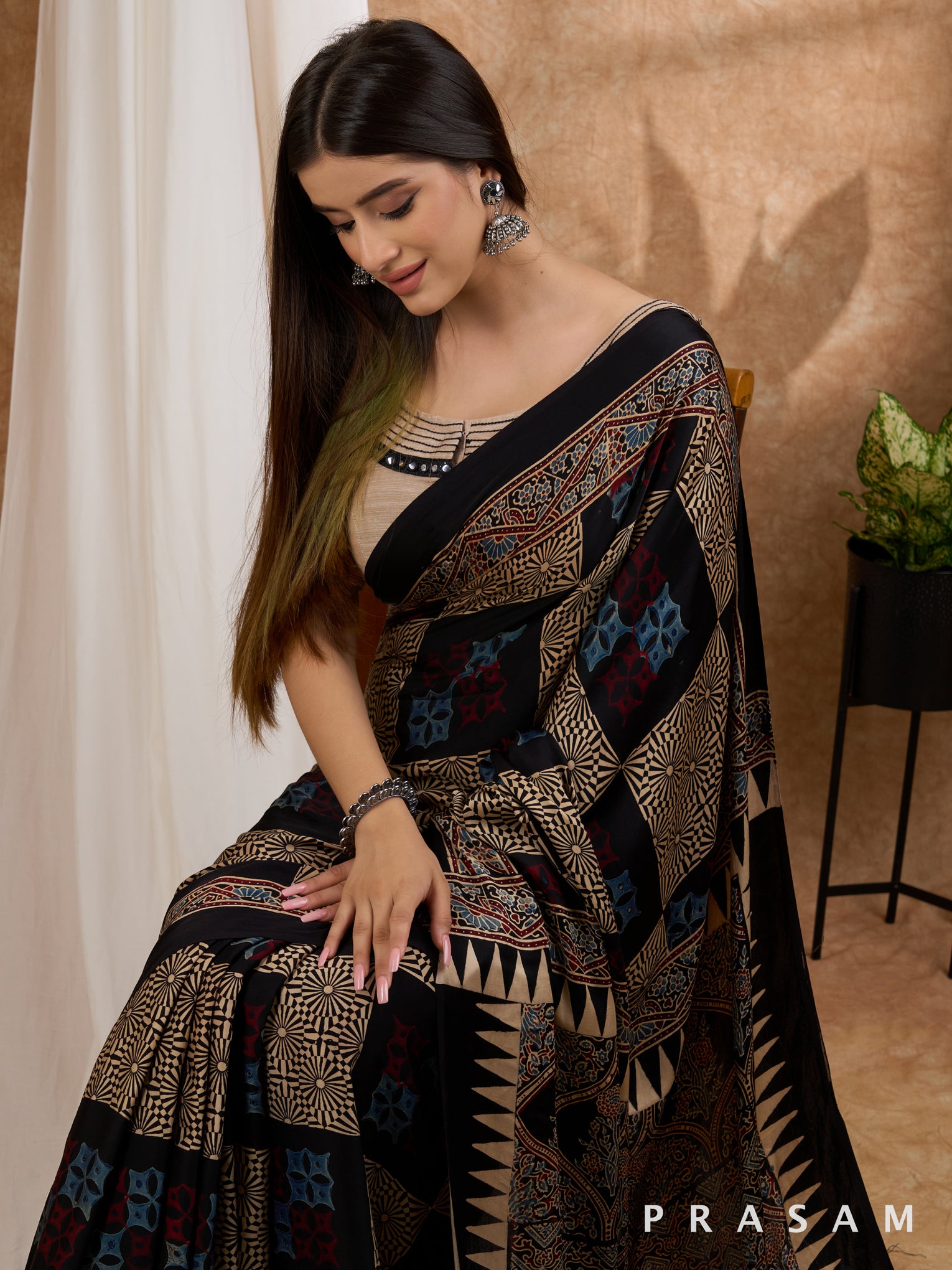 Nayantara- Ajrakh Modal Silk Saree