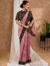 Bagh -  Chanderi Saree with Ikat Border