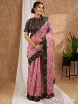 Bagh -  Chanderi Saree with Ikat Border