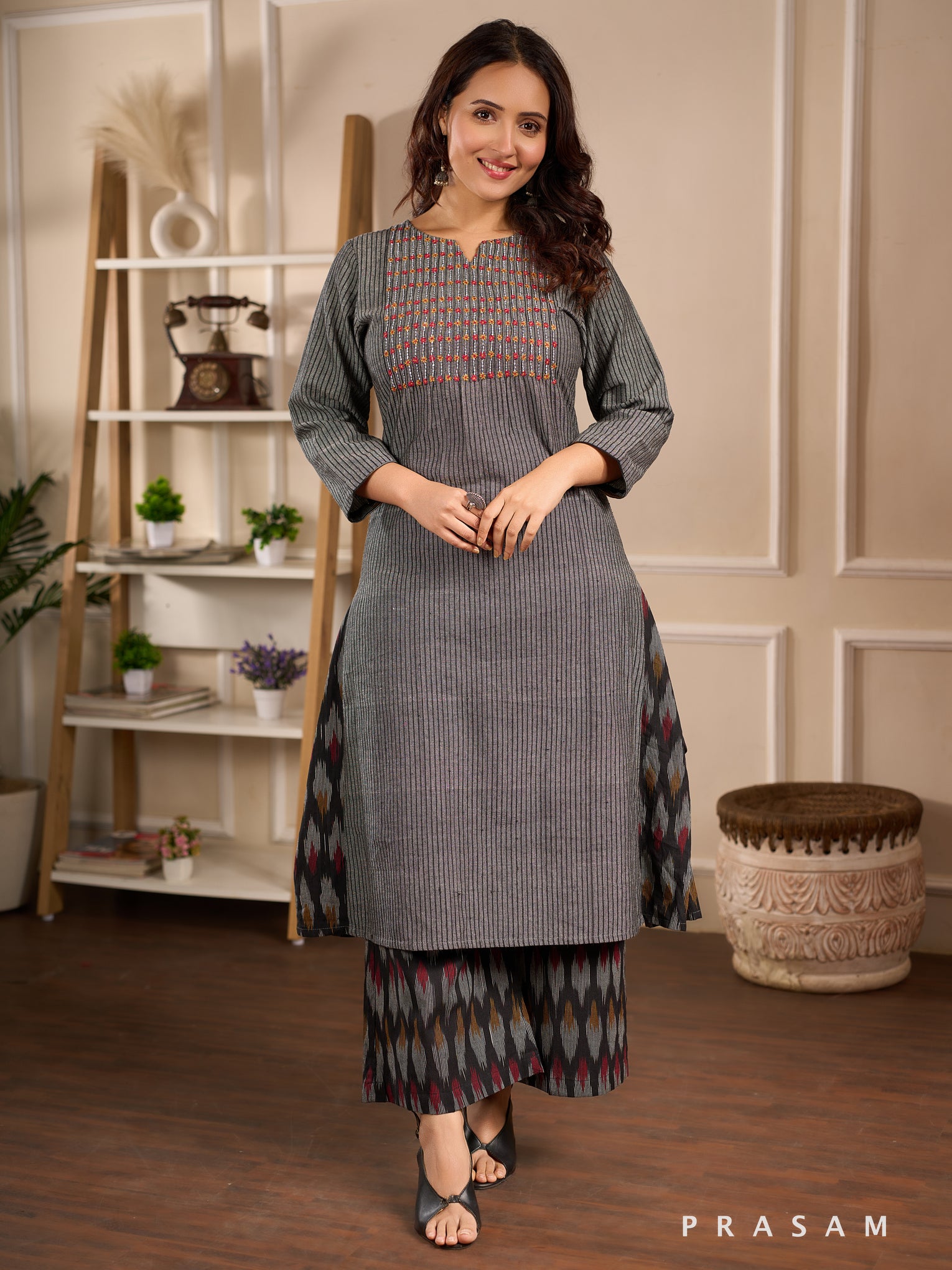 Graphite Glow Cotton Kurta Set