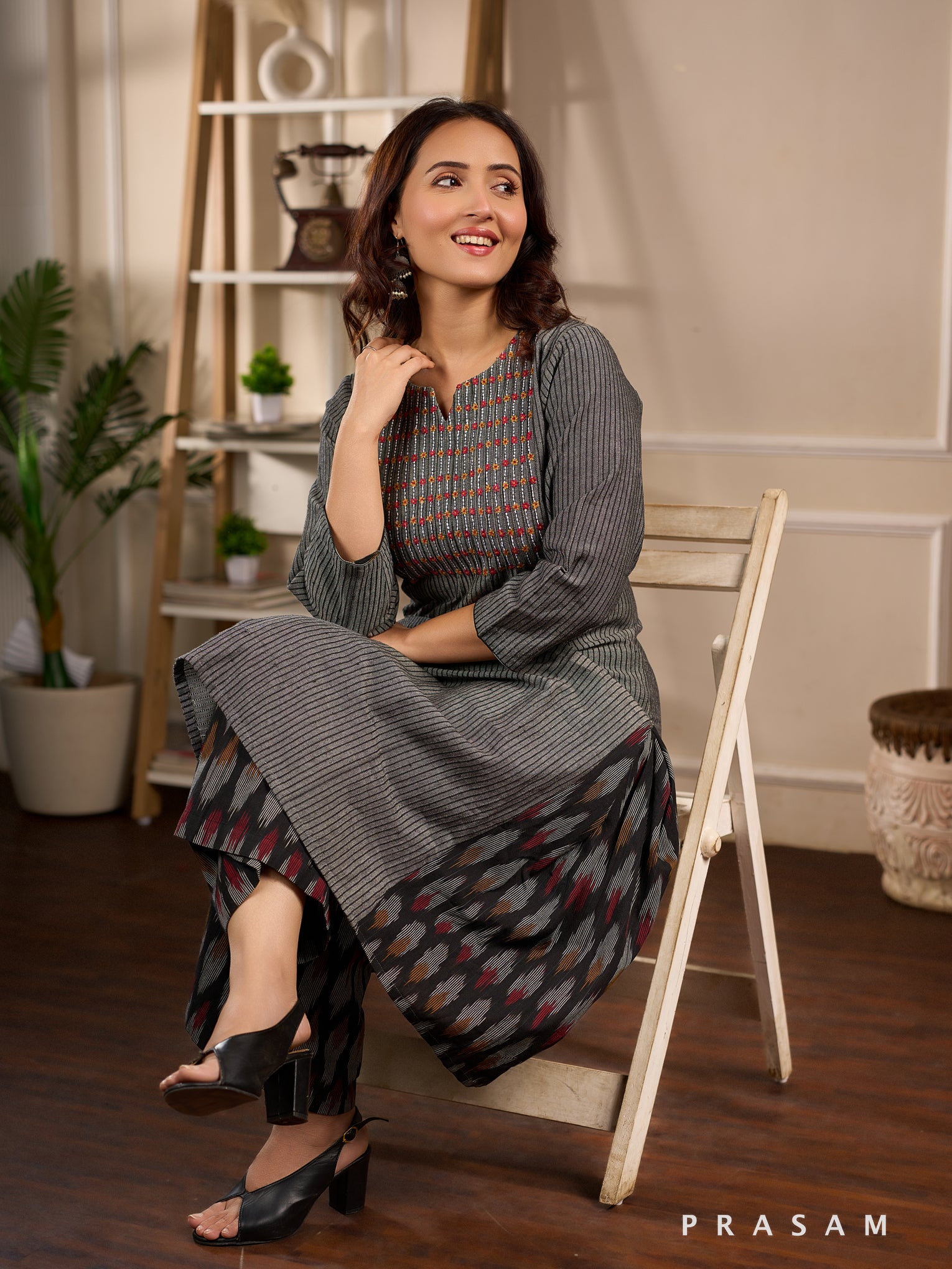 Graphite Glow Cotton Kurta Set