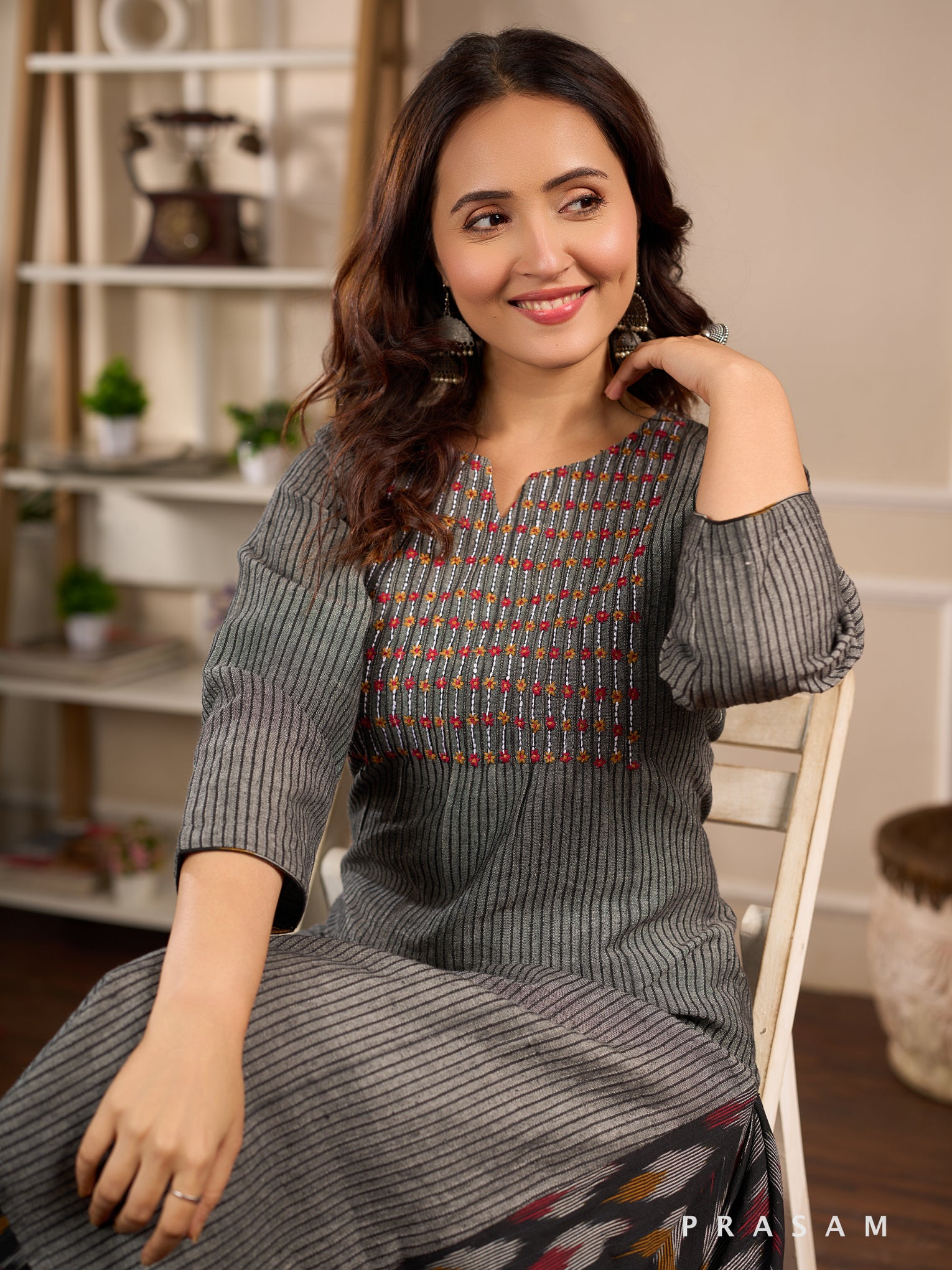 Graphite Glow Cotton Kurta Set