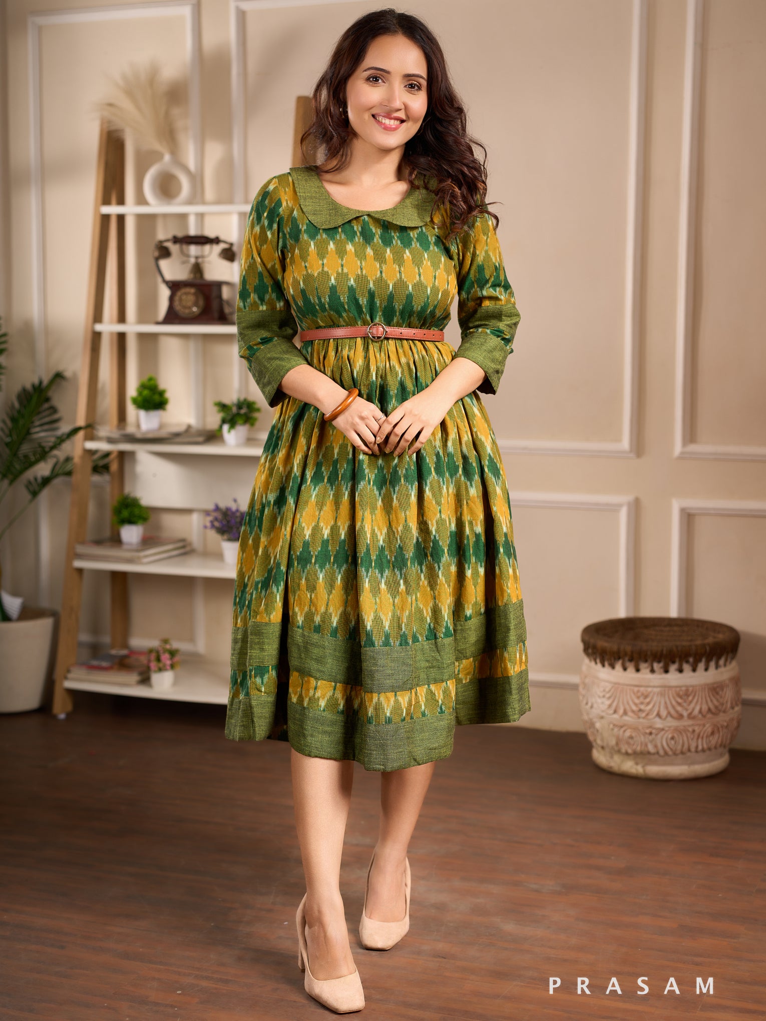 Citrine Meadow Ikat Dress