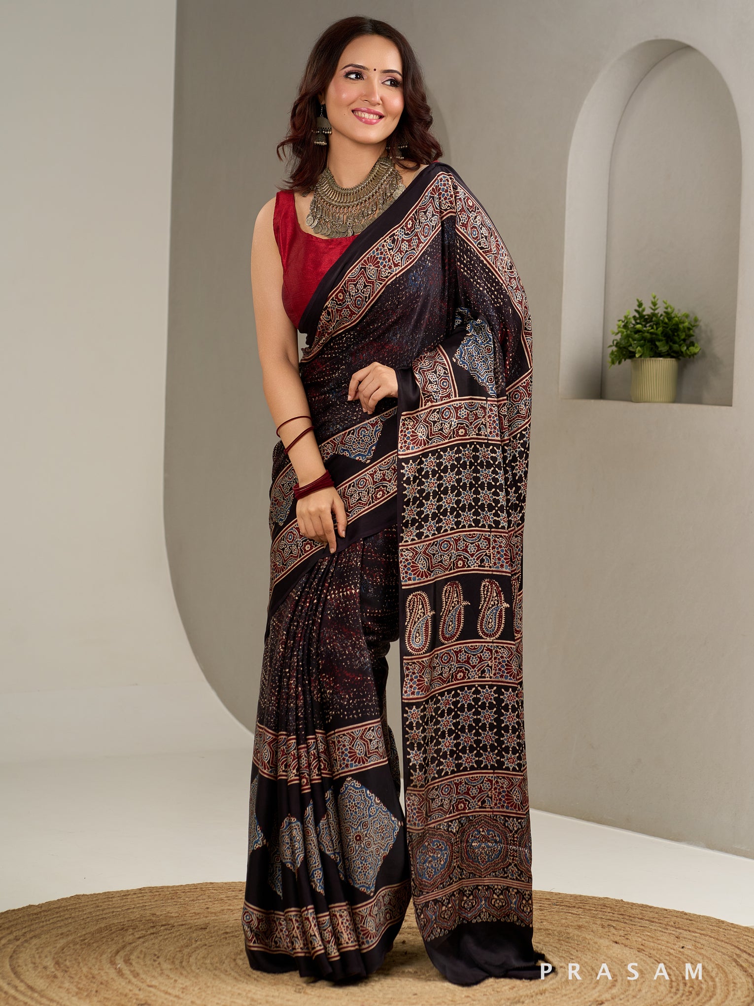 Dusky Tales Ajrakh  Modal Silk Saree