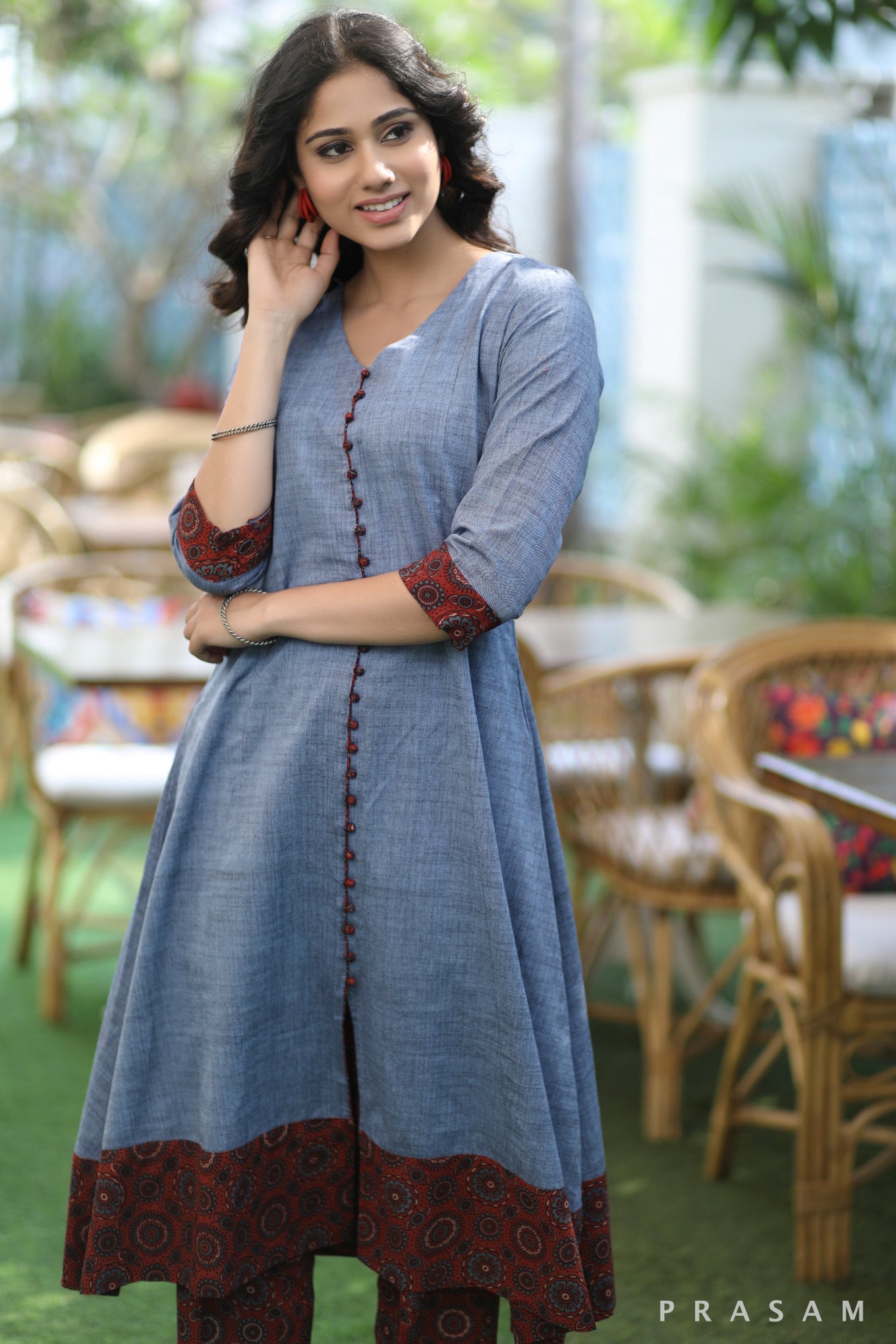 Ajrakh Amore Must Have Denim With Ajrakh Infusion Kurta (Pant Optional)