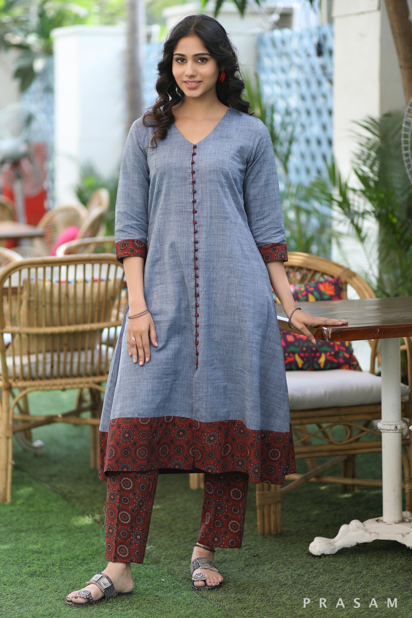 Ajrakh Amore Must Have Denim With Ajrakh Infusion Kurta (Pant Optional)