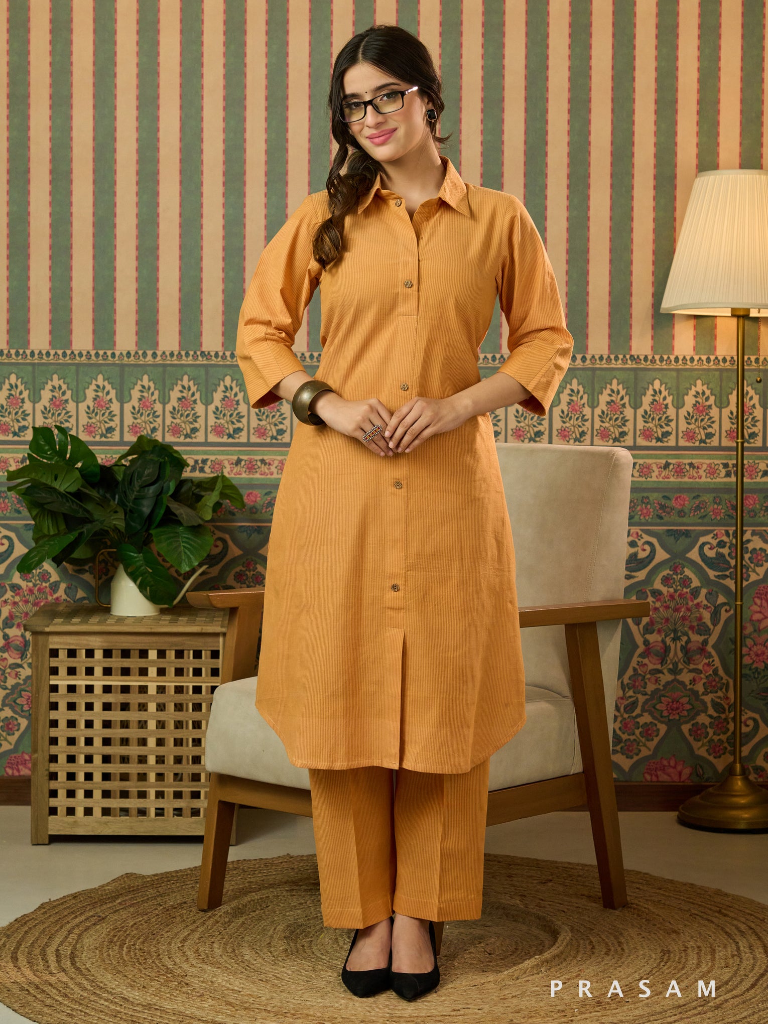 Riva Mustard Handwoven Cotton Co-Ord Set