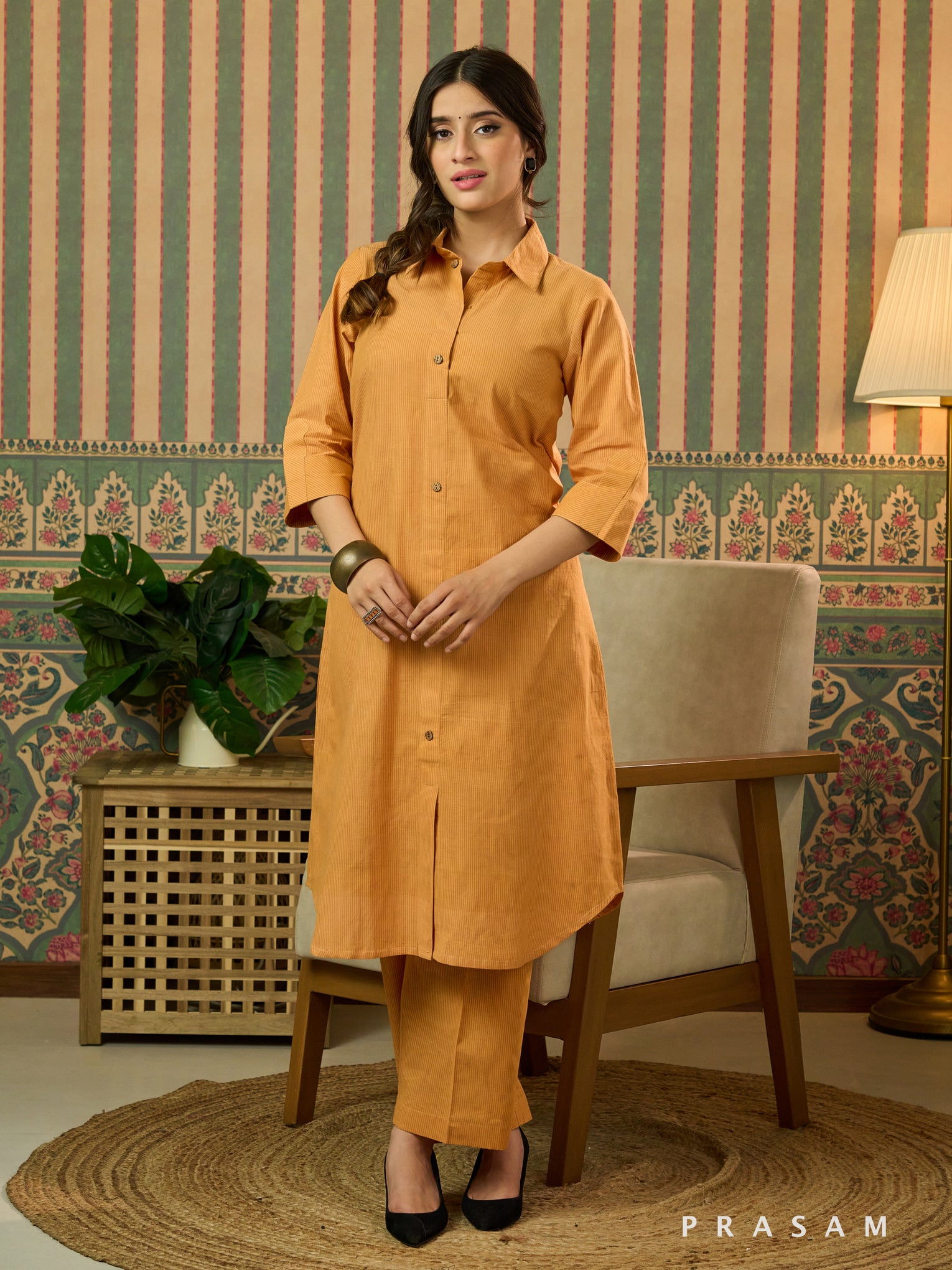 Riva Mustard Handwoven Cotton Co-Ord Set