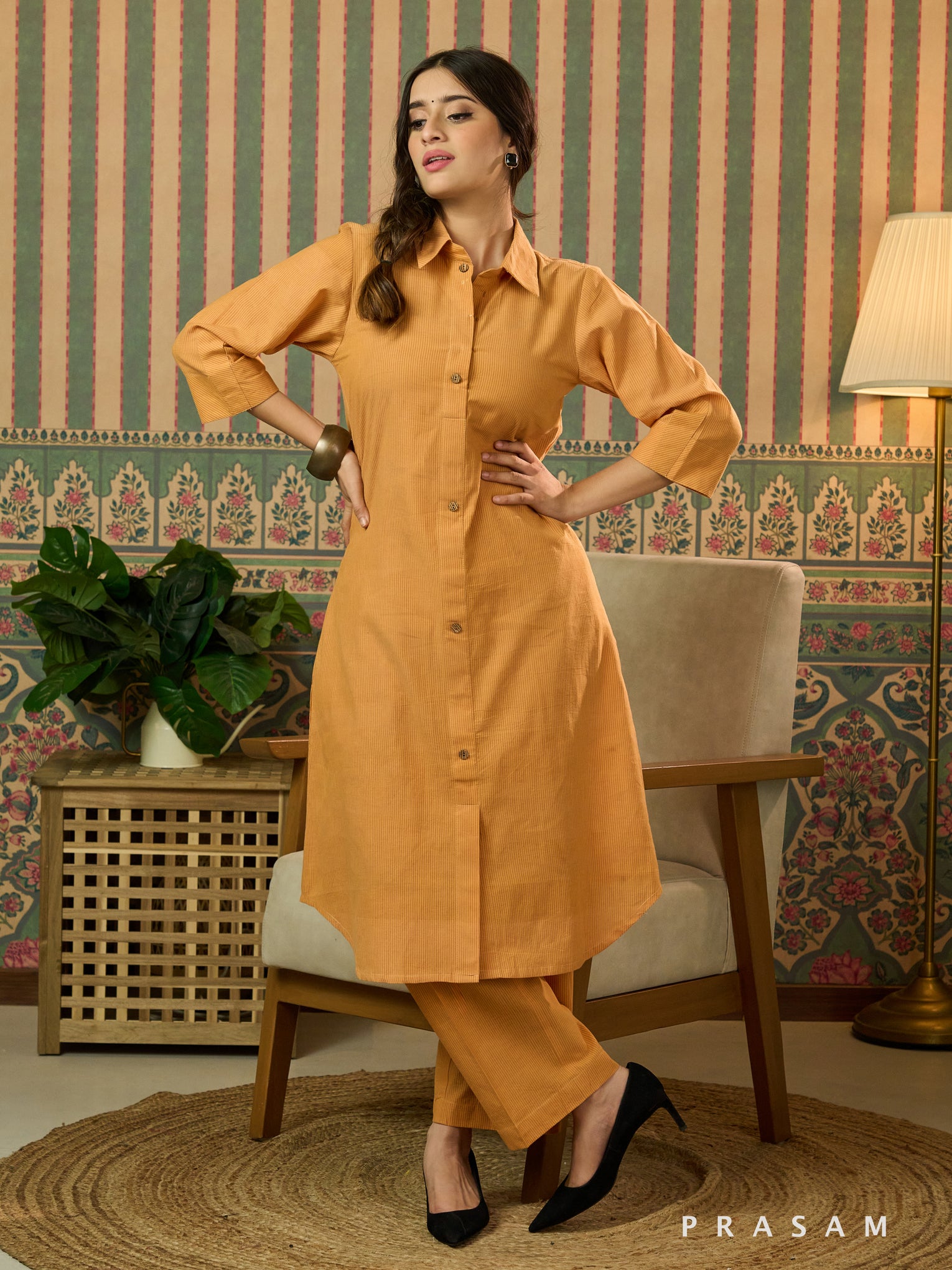 Riva Mustard Handwoven Cotton Co-Ord Set