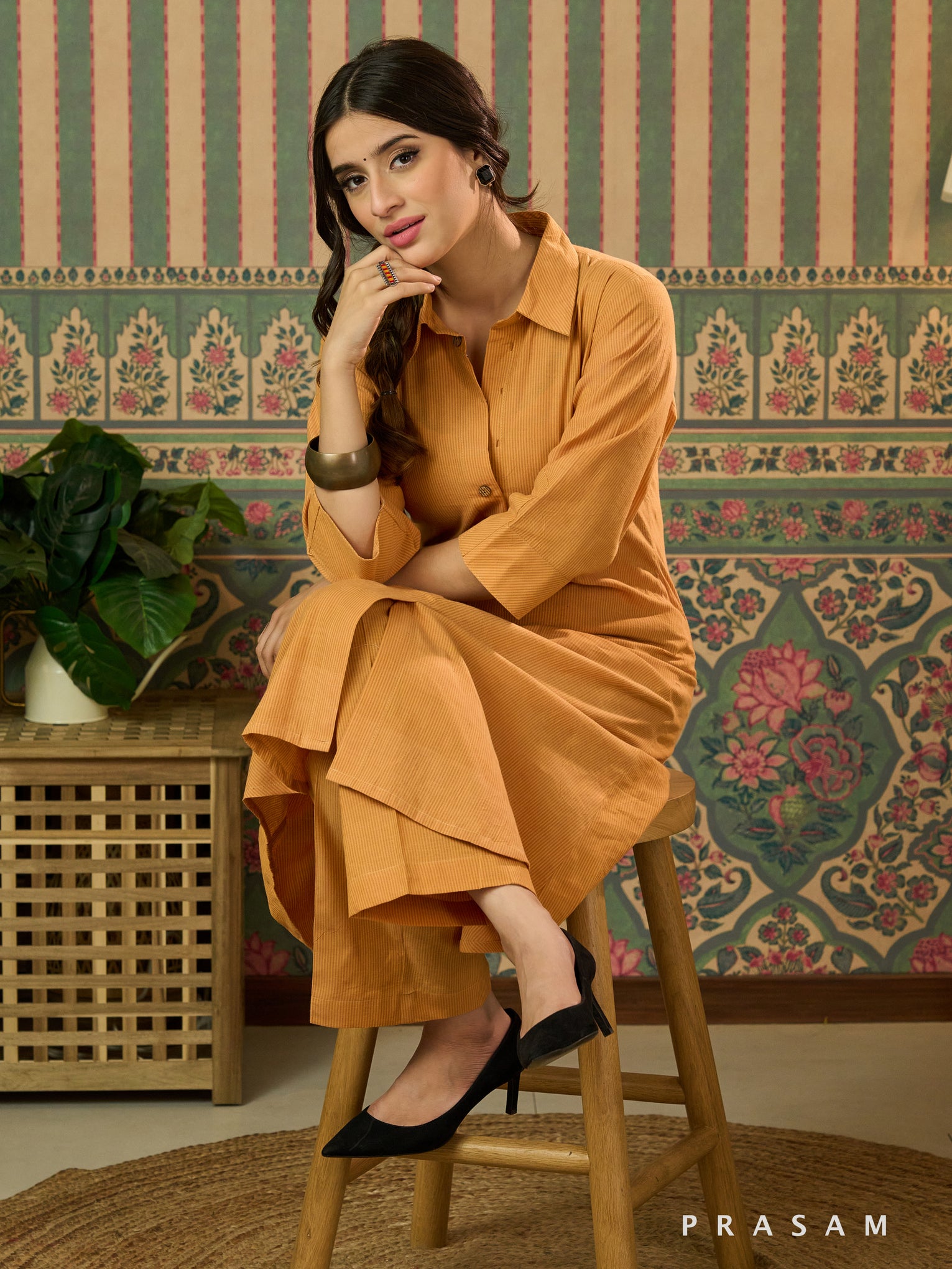 Riva Mustard Handwoven Cotton Co-Ord Set