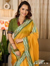 Sadgi - Yellow Chanderi Saree with Ikat Border