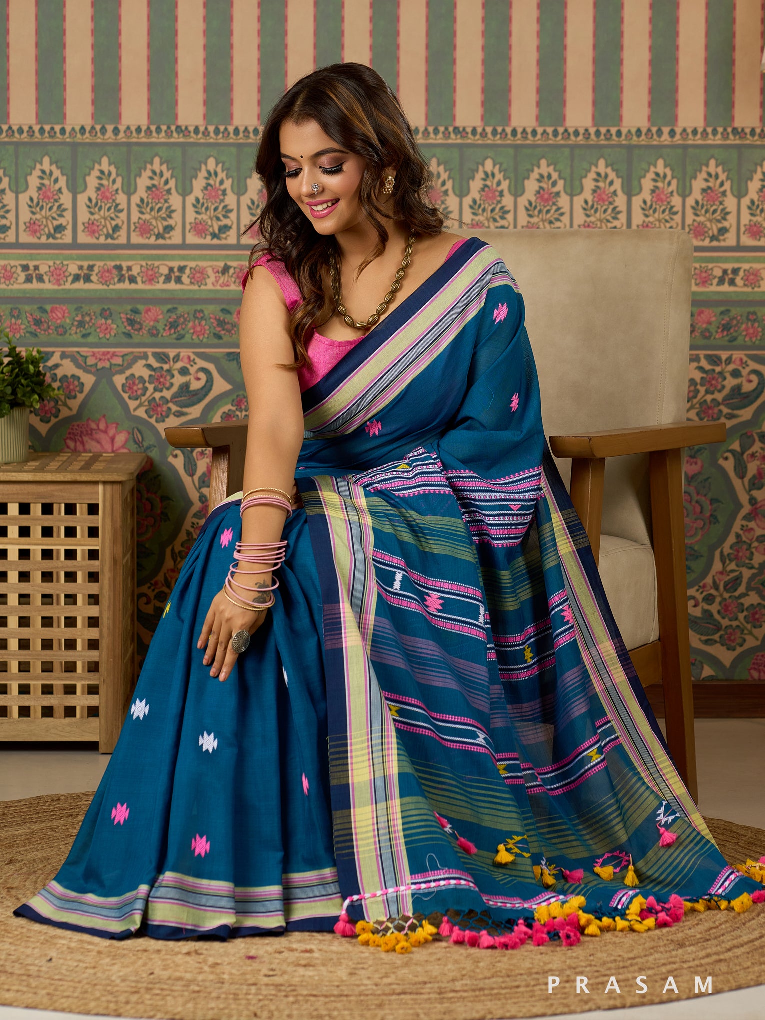 Teal Tales Handwoven Cotton Saree