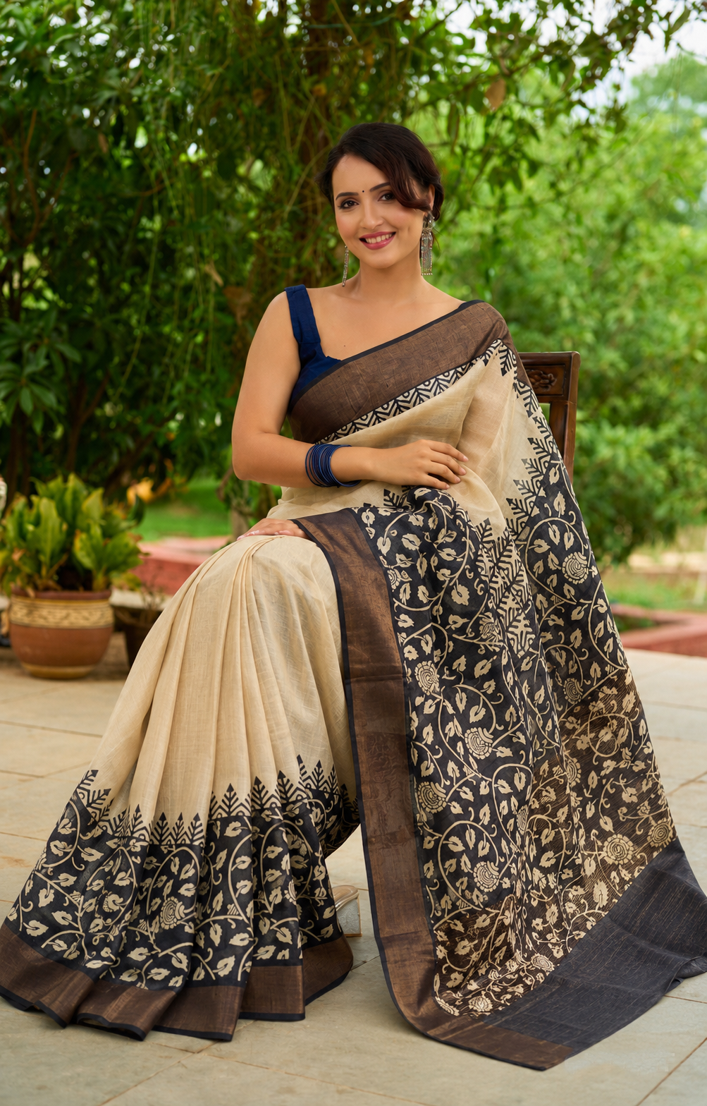 Saanvi Heritage Handpainted Pure  Silk Saree