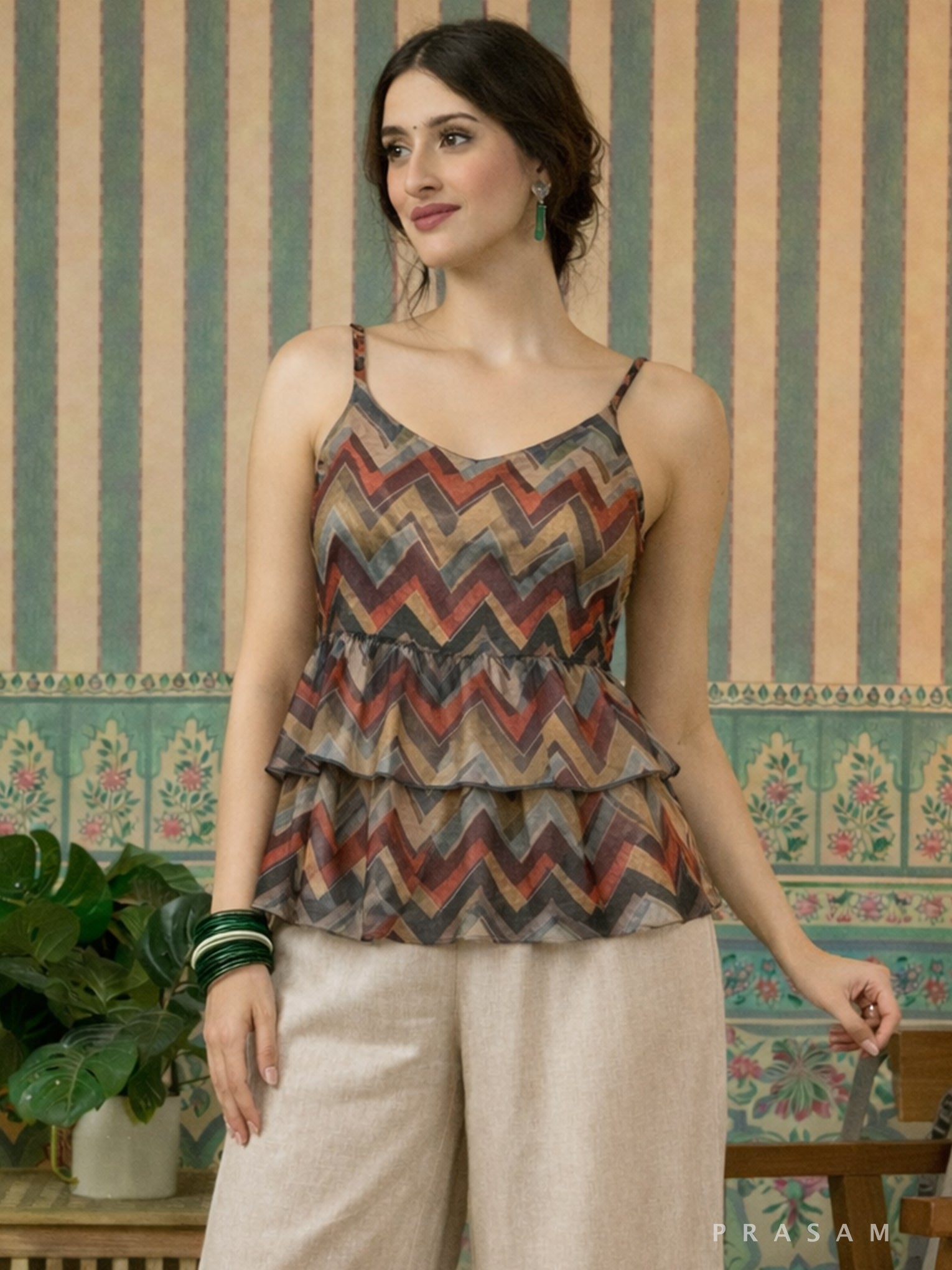 Chevron Breeze Chanderi Camisole Top