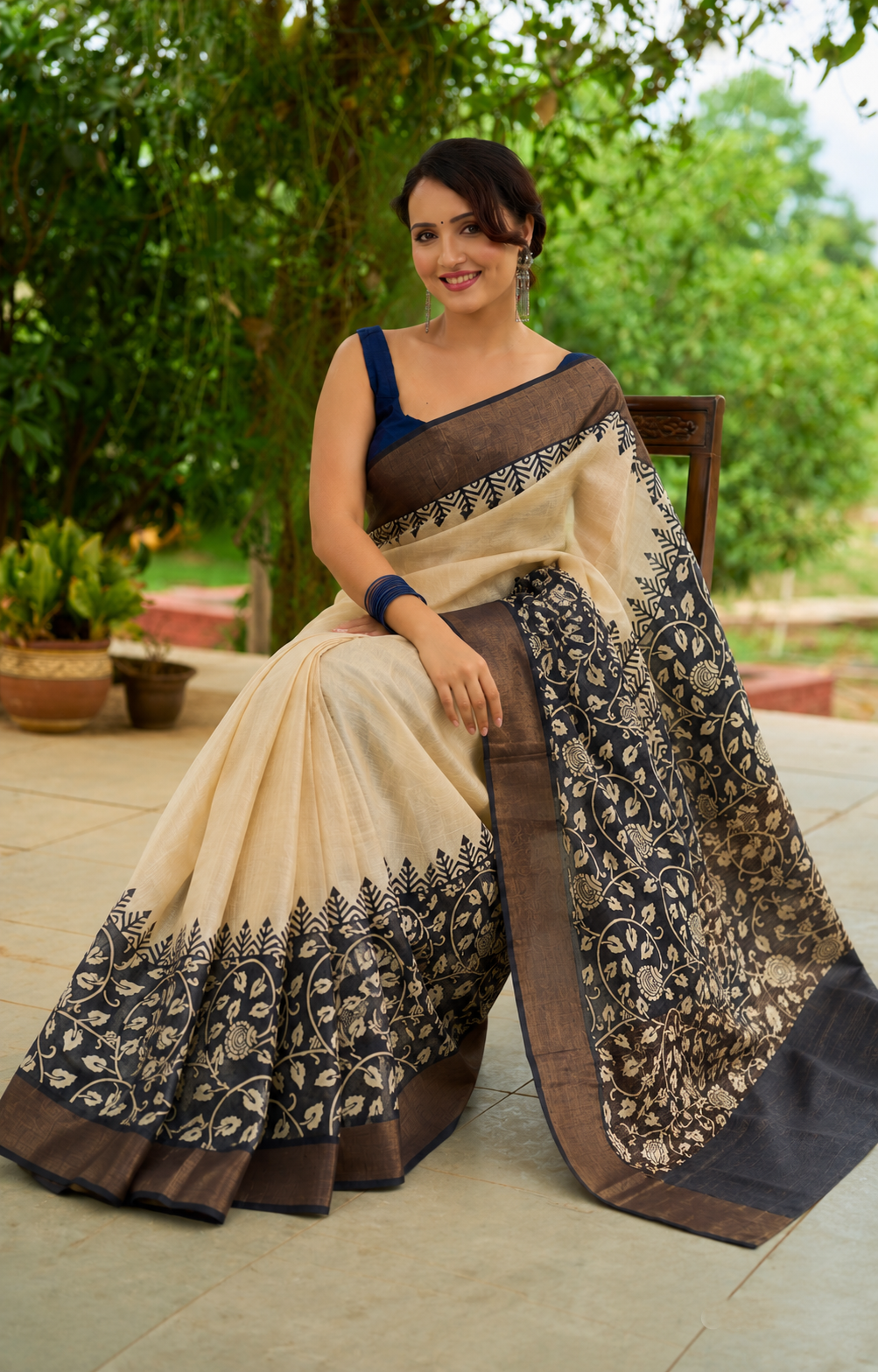 Saanvi Heritage Handpainted Pure  Silk Saree
