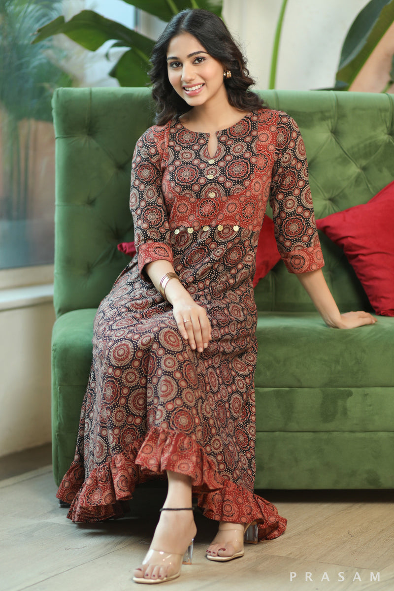 Buy Excellent KCB52 Asya Ajrakh Strap Dress Online