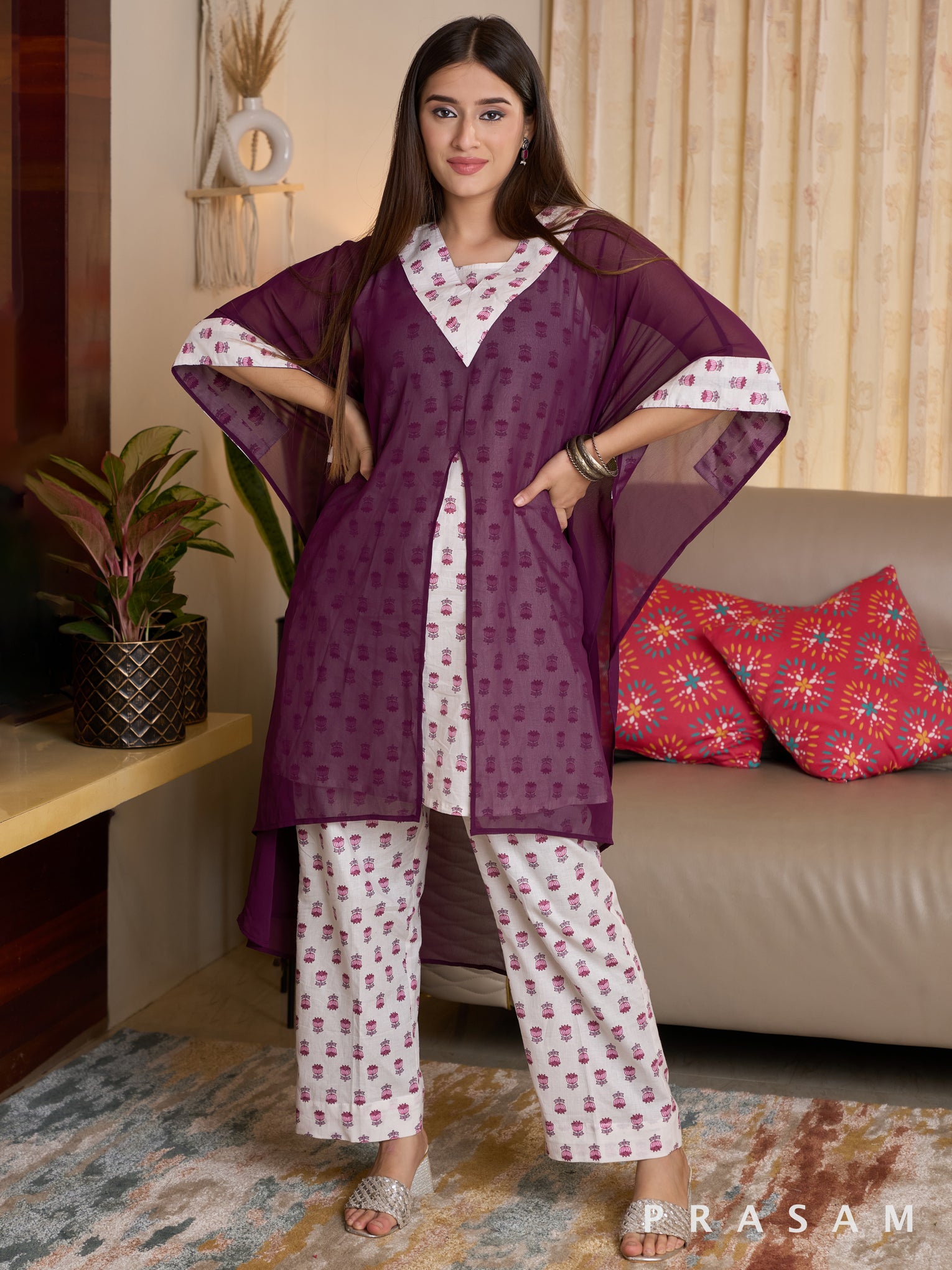 Plum Berry Kaftan Set