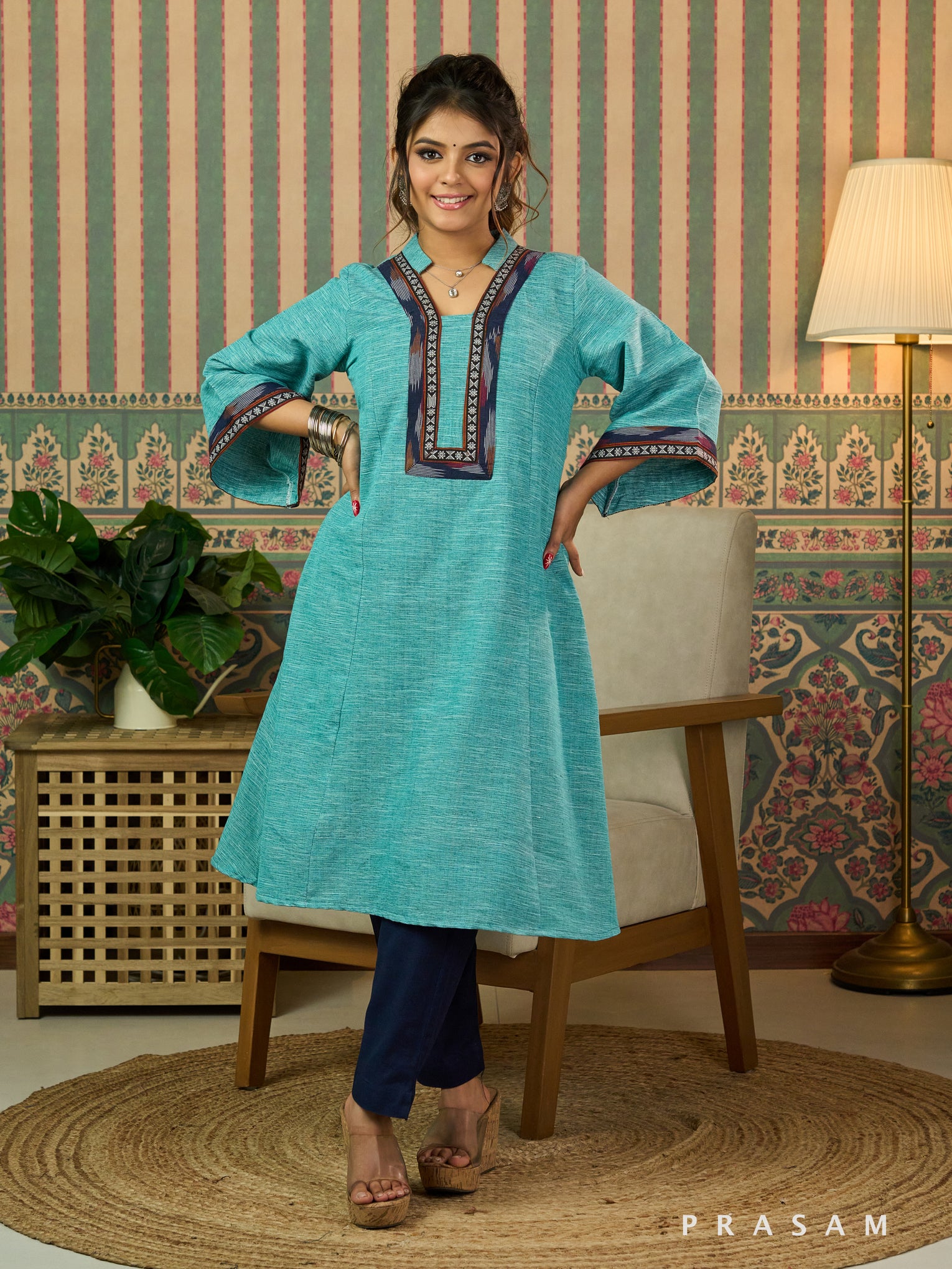 Mint Mist Cotton Ikat Kurti