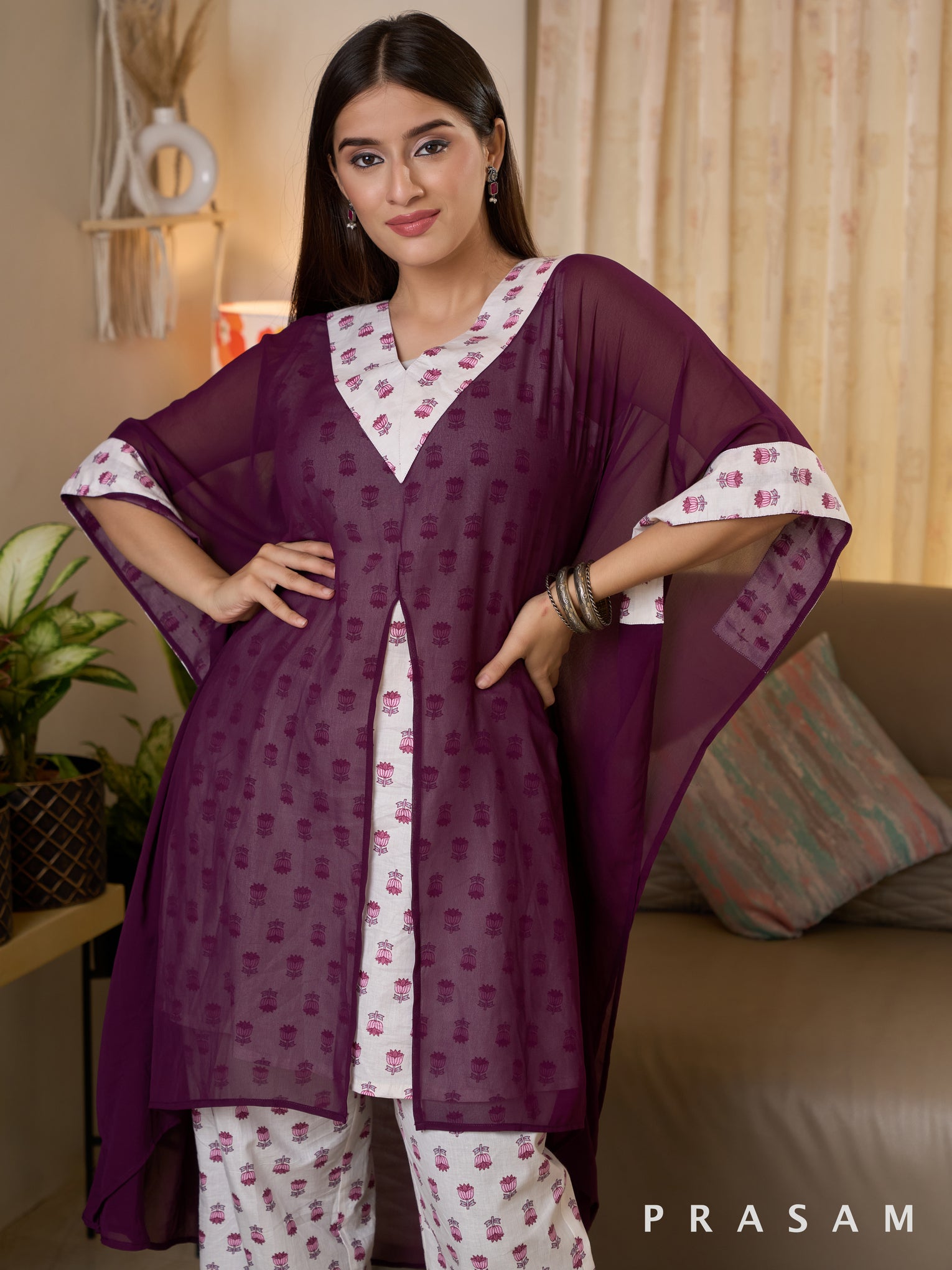 Plum Berry Kaftan Set