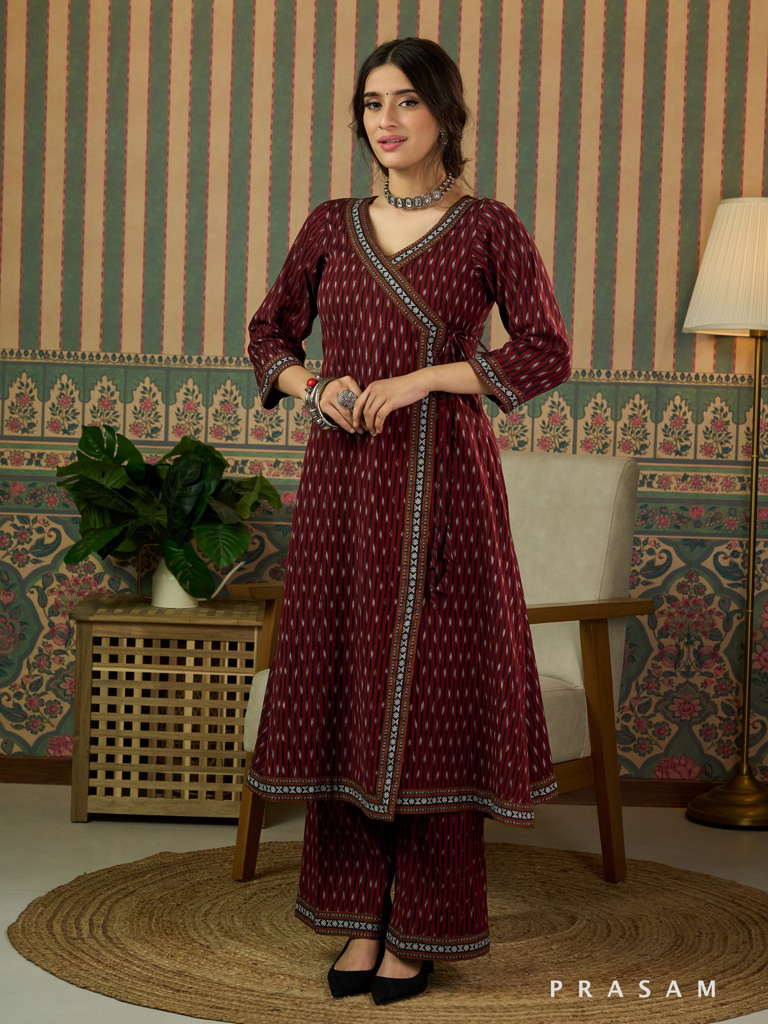 Samaira Ikat Wrap-Style  Kurta Set