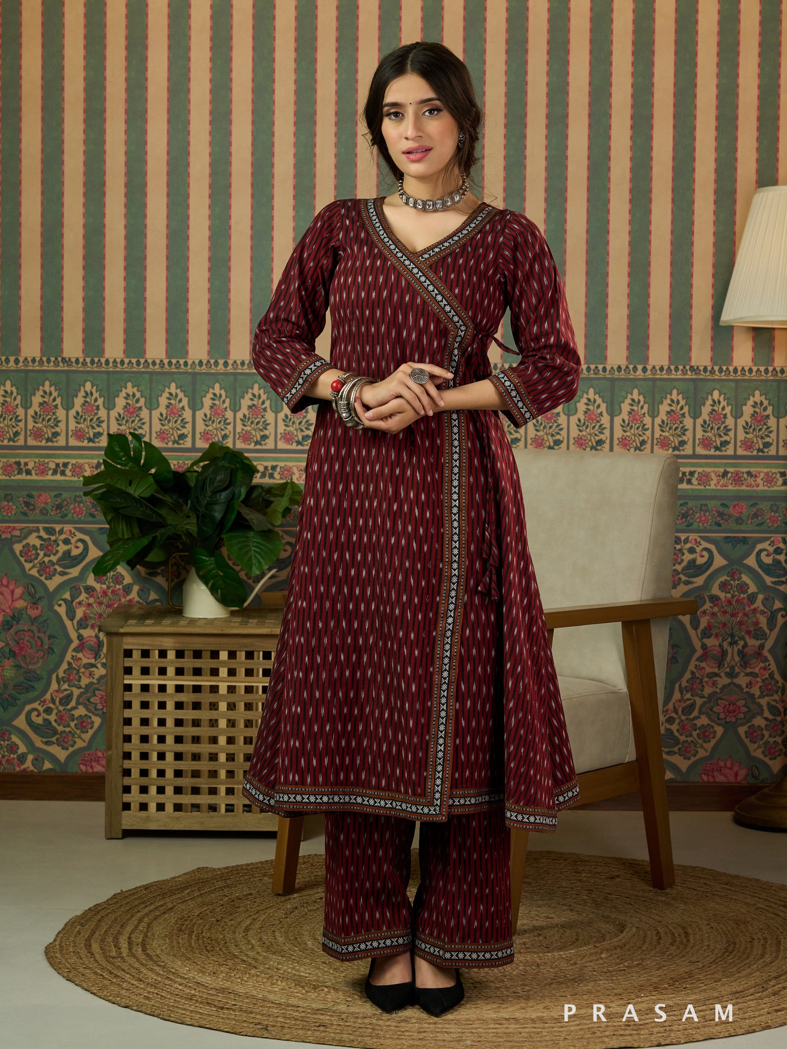 Samaira Ikat Wrap-Style  Kurta Set